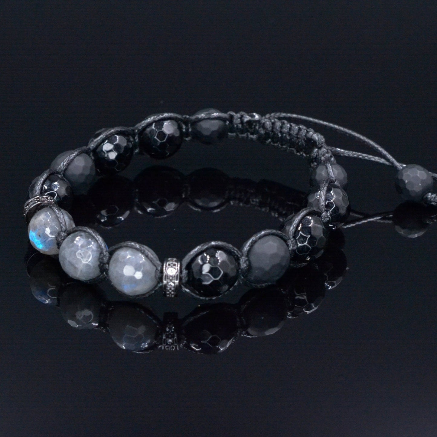 Flash Labradorite Bracelet - Men's Black Onyx Gemstone Bracelet - Braided Adjustable Bracelet - Gift for Men - Stone Macrame Bracelet Men - Shamballa Bracelet - Mantra Bracelet - Yoga Bracelet - Birthstone Bracelet - Gemstone Bracelet Men - Chakra Bracelet - Macrame Bracelet - Healing Bracelet - Gift for Father - Gift For Men - Valinde