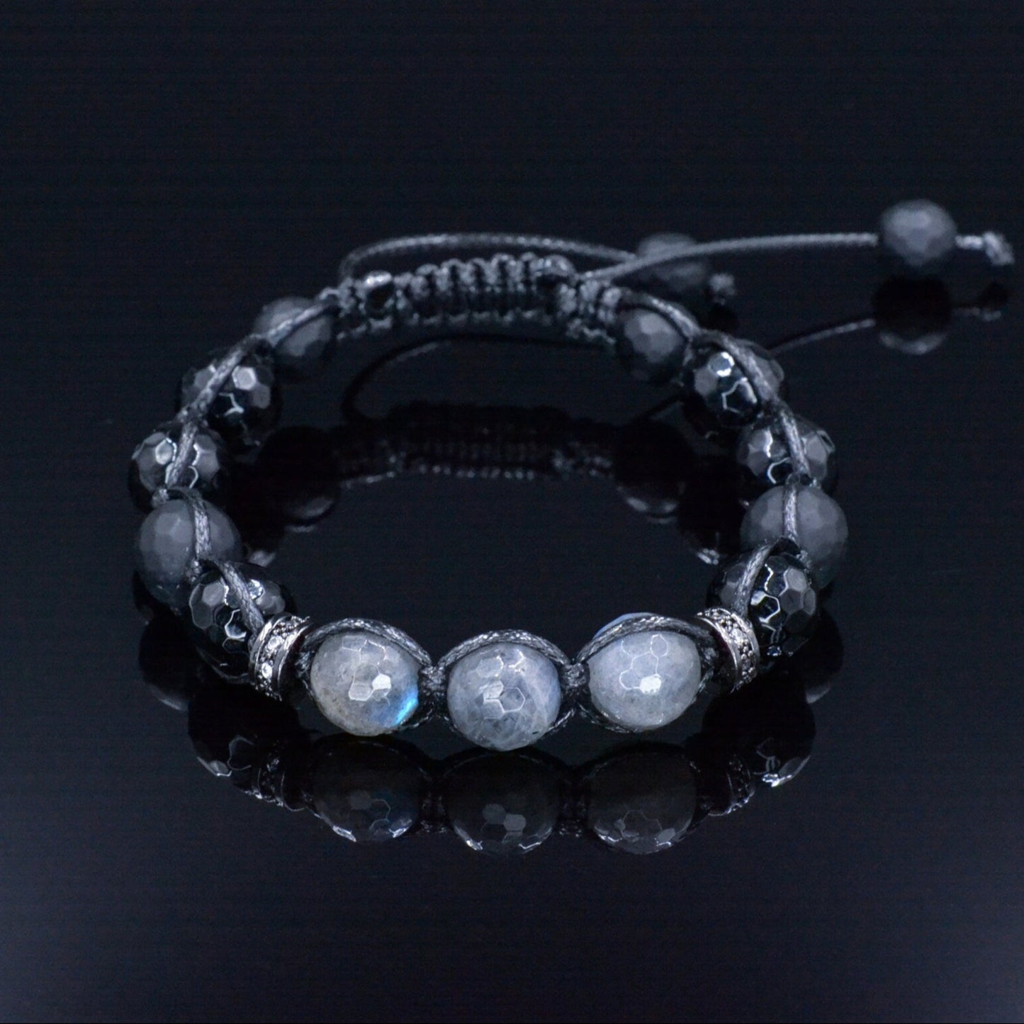 Flash Labradorite Bracelet - Men's Black Onyx Gemstone Bracelet - Braided Adjustable Bracelet - Gift for Men - Stone Macrame Bracelet Men - Shamballa Bracelet - Mantra Bracelet - Yoga Bracelet - Birthstone Bracelet - Gemstone Bracelet Men - Chakra Bracelet - Macrame Bracelet - Healing Bracelet - Gift for Father - Gift For Men - Valinde