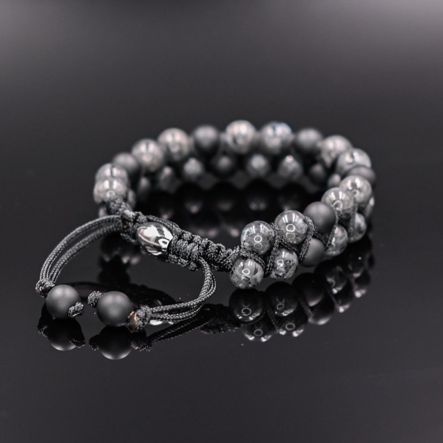 Men's Labradorite Bracelet Double Row Bracelet Onyx Bracelet Grey Stone Bracelet Beaded Bracelet Adjustable Macrame Bracelet For Men- Shamballa Bracelet - Mantra Bracelet - Yoga Bracelet - Birthstone Bracelet - Gemstone Bracelet Men - Chakra Bracelet - Macrame Bracelet - Healing Bracelet - Gift for Father - Gift For Men - Valinde
