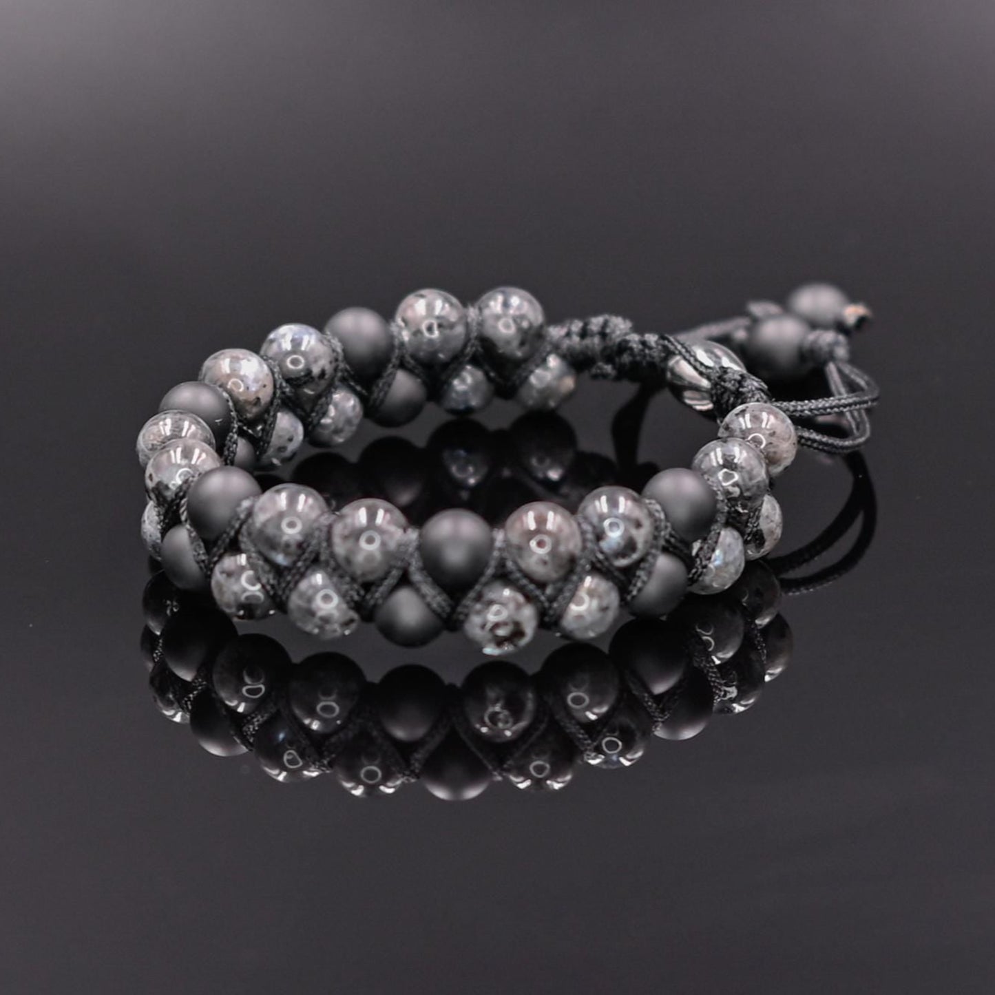 Men's Labradorite Bracelet Double Row Bracelet Onyx Bracelet Grey Stone Bracelet Beaded Bracelet Adjustable Macrame Bracelet For Men- Shamballa Bracelet - Mantra Bracelet - Yoga Bracelet - Birthstone Bracelet - Gemstone Bracelet Men - Chakra Bracelet - Macrame Bracelet - Healing Bracelet - Gift for Father - Gift For Men - Valinde