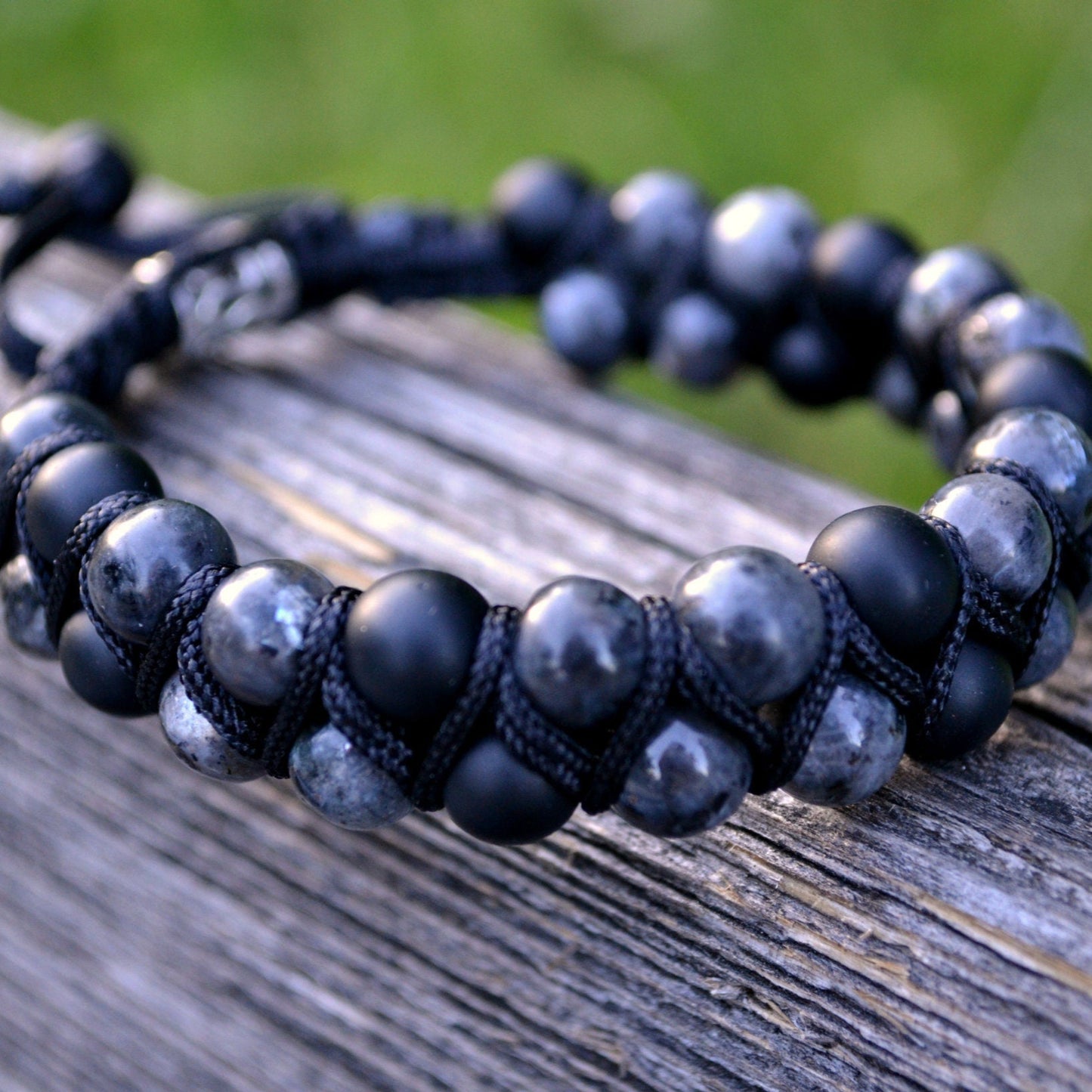 Men's Labradorite Bracelet Double Row Bracelet Onyx Bracelet Grey Stone Bracelet Beaded Bracelet Adjustable Macrame Bracelet For Men- Shamballa Bracelet - Mantra Bracelet - Yoga Bracelet - Birthstone Bracelet - Gemstone Bracelet Men - Chakra Bracelet - Macrame Bracelet - Healing Bracelet - Gift for Father - Gift For Men - Valinde