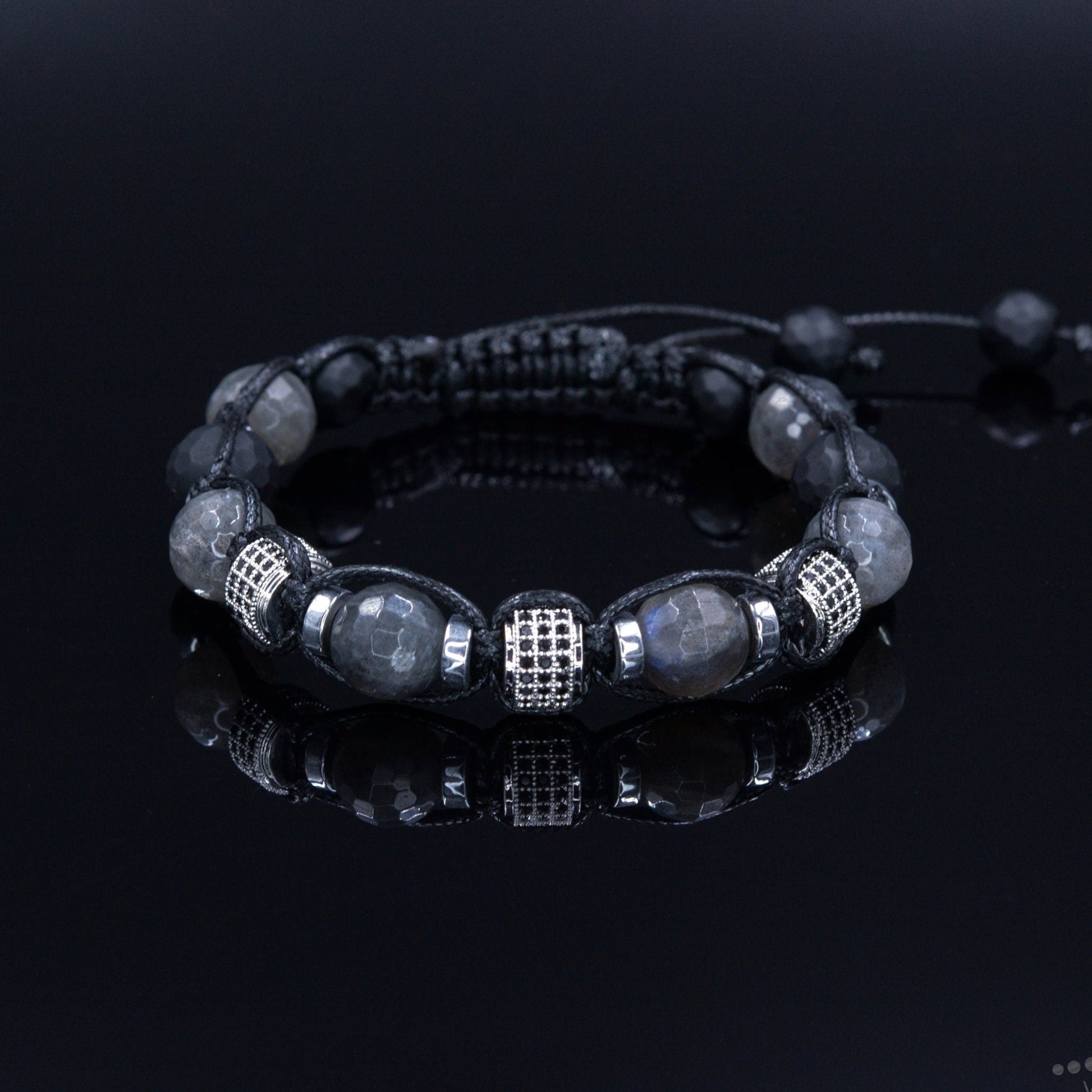 Men's Genuine Labradorite Crystal Bracelet - Gift for Men - Father's Day Gift - Adjustable Onyx Bracelet Men - CZ Bracelet - Beaded Bracelet - Shamballa Bracelet - Birthstone Bracelet - Gemstone Bracelet Men - Chakra Bracelet - Macrame Bracelet - Healing Bracelet - Valinde - Shamballa Bracelet - Birthstone Bracelet - Gemstone Bracelet Men - Chakra Bracelet - Macrame Bracelet - Healing Bracelet - Valinde