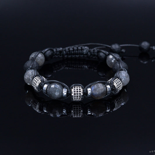 Men's Genuine Labradorite Crystal Bracelet - Gift for Men - Father's Day Gift - Adjustable Onyx Bracelet Men - CZ Bracelet - Beaded Bracelet - Shamballa Bracelet - Birthstone Bracelet - Gemstone Bracelet Men - Chakra Bracelet - Macrame Bracelet - Healing Bracelet - Valinde - Shamballa Bracelet - Birthstone Bracelet - Gemstone Bracelet Men - Chakra Bracelet - Macrame Bracelet - Healing Bracelet - Valinde