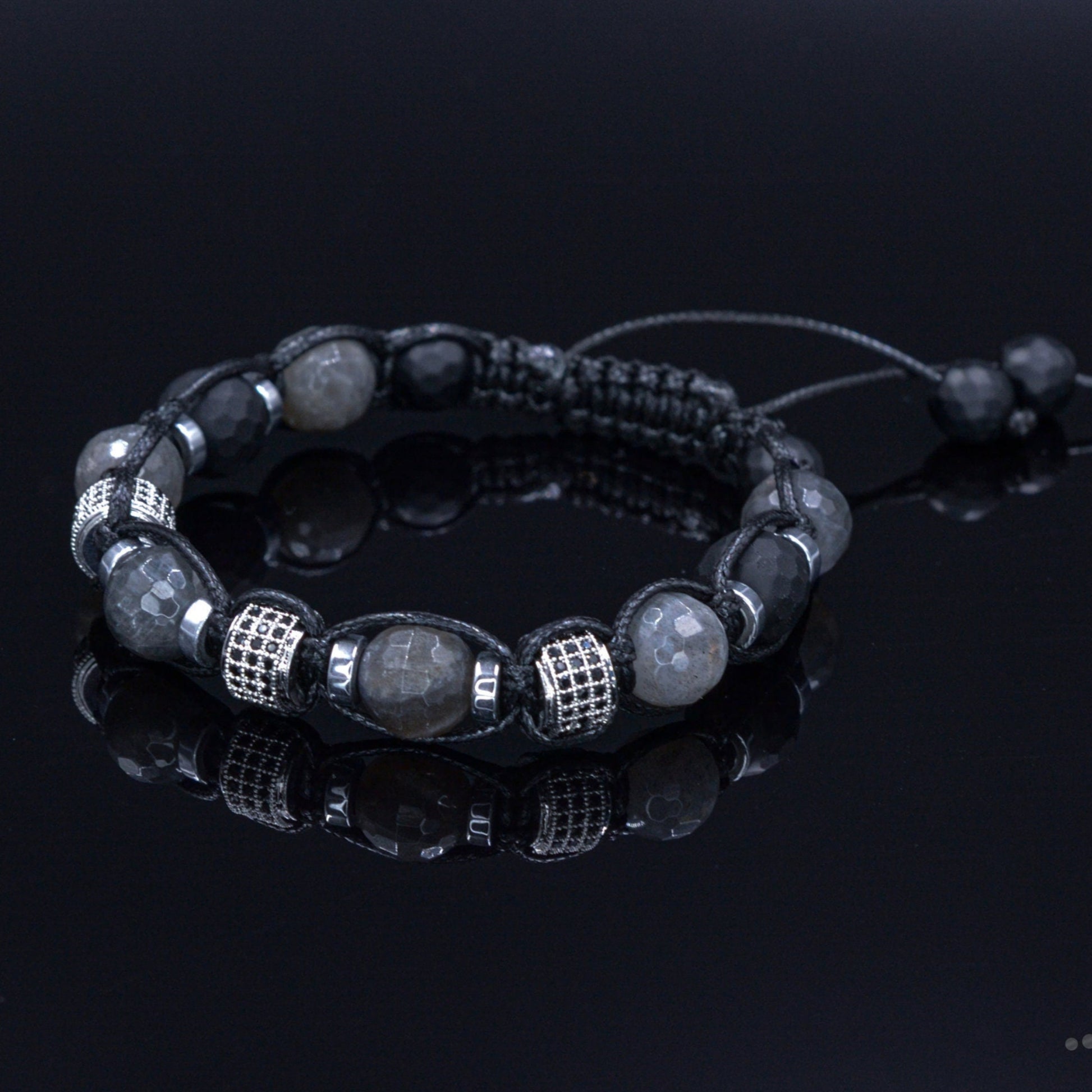 Men's Genuine Labradorite Crystal Bracelet - Gift for Men - Father's Day Gift - Adjustable Onyx Bracelet Men - CZ Bracelet - Beaded Bracelet - Shamballa Bracelet - Birthstone Bracelet - Gemstone Bracelet Men - Chakra Bracelet - Macrame Bracelet - Healing Bracelet - Valinde - Shamballa Bracelet - Birthstone Bracelet - Gemstone Bracelet Men - Chakra Bracelet - Macrame Bracelet - Healing Bracelet - Valinde