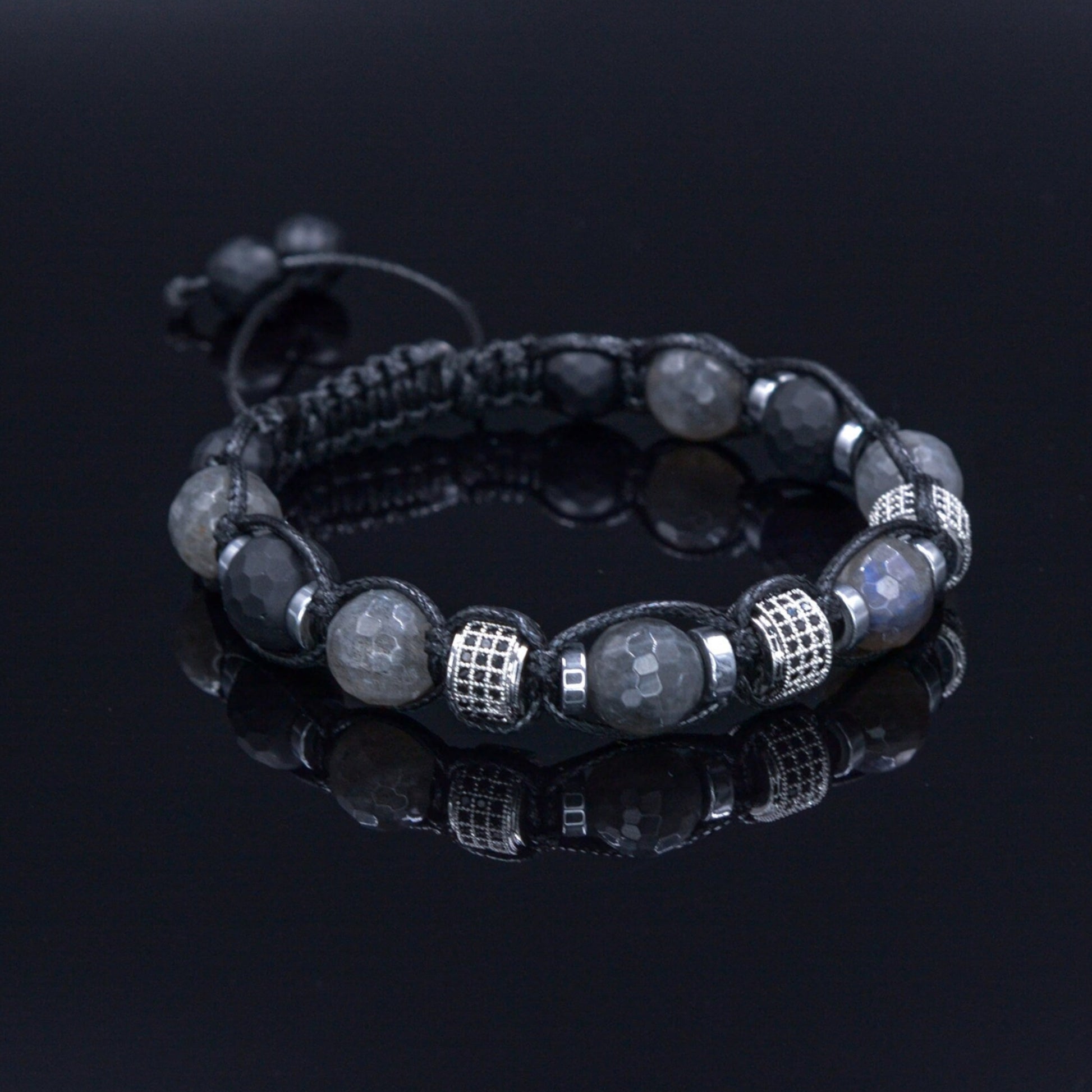 Men's Genuine Labradorite Crystal Bracelet - Gift for Men - Father's Day Gift - Adjustable Onyx Bracelet Men - CZ Bracelet - Beaded Bracelet - Shamballa Bracelet - Birthstone Bracelet - Gemstone Bracelet Men - Chakra Bracelet - Macrame Bracelet - Healing Bracelet - Valinde - Shamballa Bracelet - Birthstone Bracelet - Gemstone Bracelet Men - Chakra Bracelet - Macrame Bracelet - Healing Bracelet - Valinde