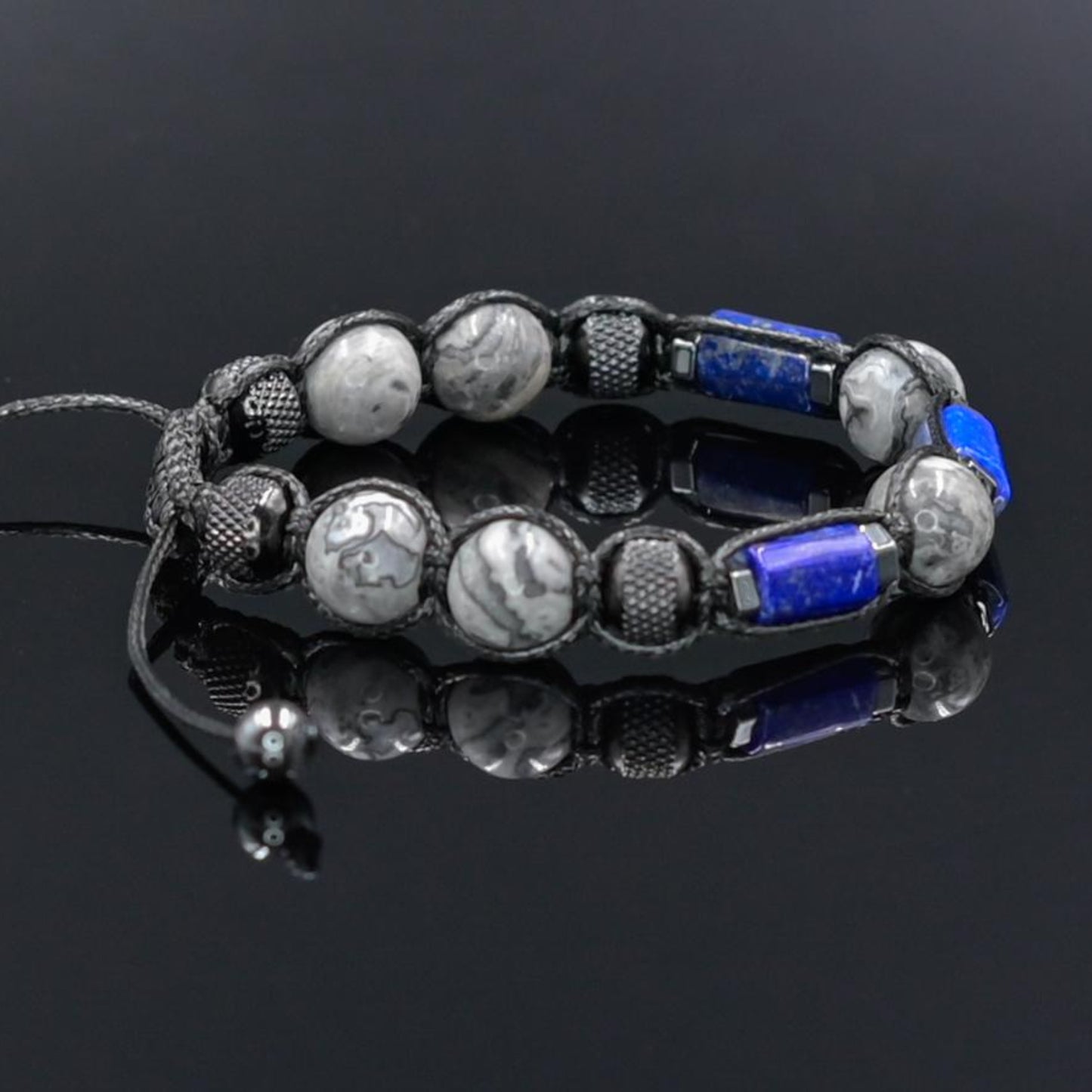 Blue Lapis Lazuli Jasper Gemstone Bracelet for Men, Gift for Men, Adjustable Braided Bracelet, Gift for Men, Adjustable Macrame Braided Gemstone Bracelet, Braided Adjustable Gemstone Bead Bracelet, Genuine Raw Stone Jewelry, Gift for Men, Adjustable Braided Macrame Bracelet, Gift for Men - Shamballa Bracelet - Mantra Bracelet - Yoga Bracelet - Birthstone Bracelet - Gemstone Bracelet Men - Chakra Bracelet - Macrame Bracelet - Healing Bracelet - Gift for Father - Gift For Men - Valinde