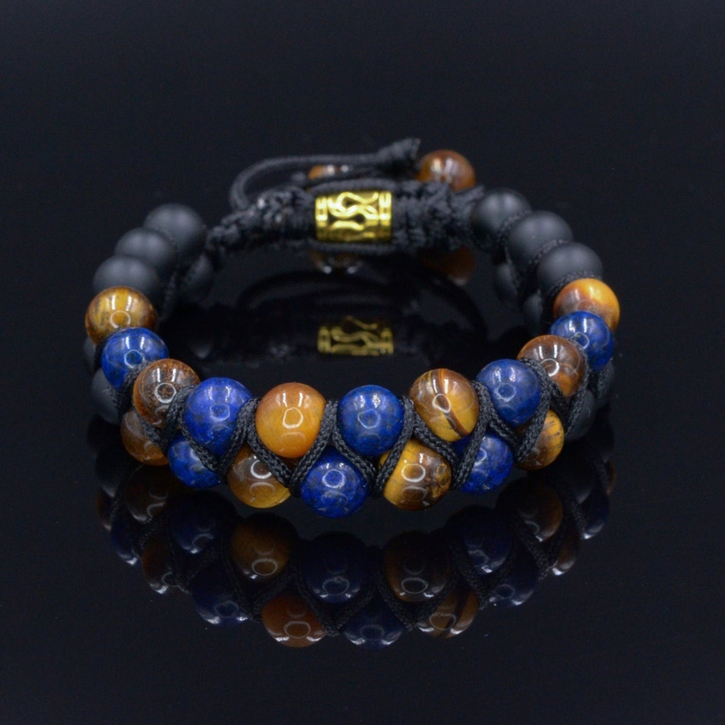 Lapis Lazuli Double Bracelet Men's Tiger's Eye Bracelet Double Row Bracelet Macrame Bracelet Onyx Bracelet Gift for Men Father's Day Gift - Shamballa Bracelet - Mantra Bracelet - Yoga Bracelet - Birthstone Bracelet - Gemstone Bracelet Men - Chakra Bracelet - Macrame Bracelet - Healing Bracelet - Gift for Father - Gift For Men - Valinde