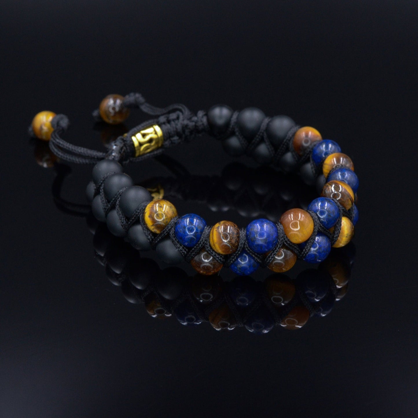 Lapis Lazuli Double Bracelet Men's Tiger's Eye Bracelet Double Row Bracelet Macrame Bracelet Onyx Bracelet Gift for Men Father's Day Gift - Shamballa Bracelet - Mantra Bracelet - Yoga Bracelet - Birthstone Bracelet - Gemstone Bracelet Men - Chakra Bracelet - Macrame Bracelet - Healing Bracelet - Gift for Father - Gift For Men - Valinde