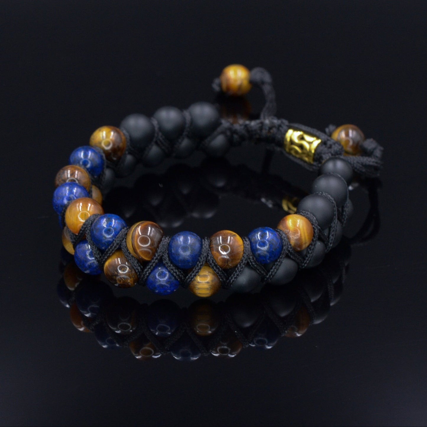 Lapis Lazuli Double Bracelet Men's Tiger's Eye Bracelet Double Row Bracelet Macrame Bracelet Onyx Bracelet Gift for Men Father's Day Gift - Shamballa Bracelet - Mantra Bracelet - Yoga Bracelet - Birthstone Bracelet - Gemstone Bracelet Men - Chakra Bracelet - Macrame Bracelet - Healing Bracelet - Gift for Father - Gift For Men - Valinde