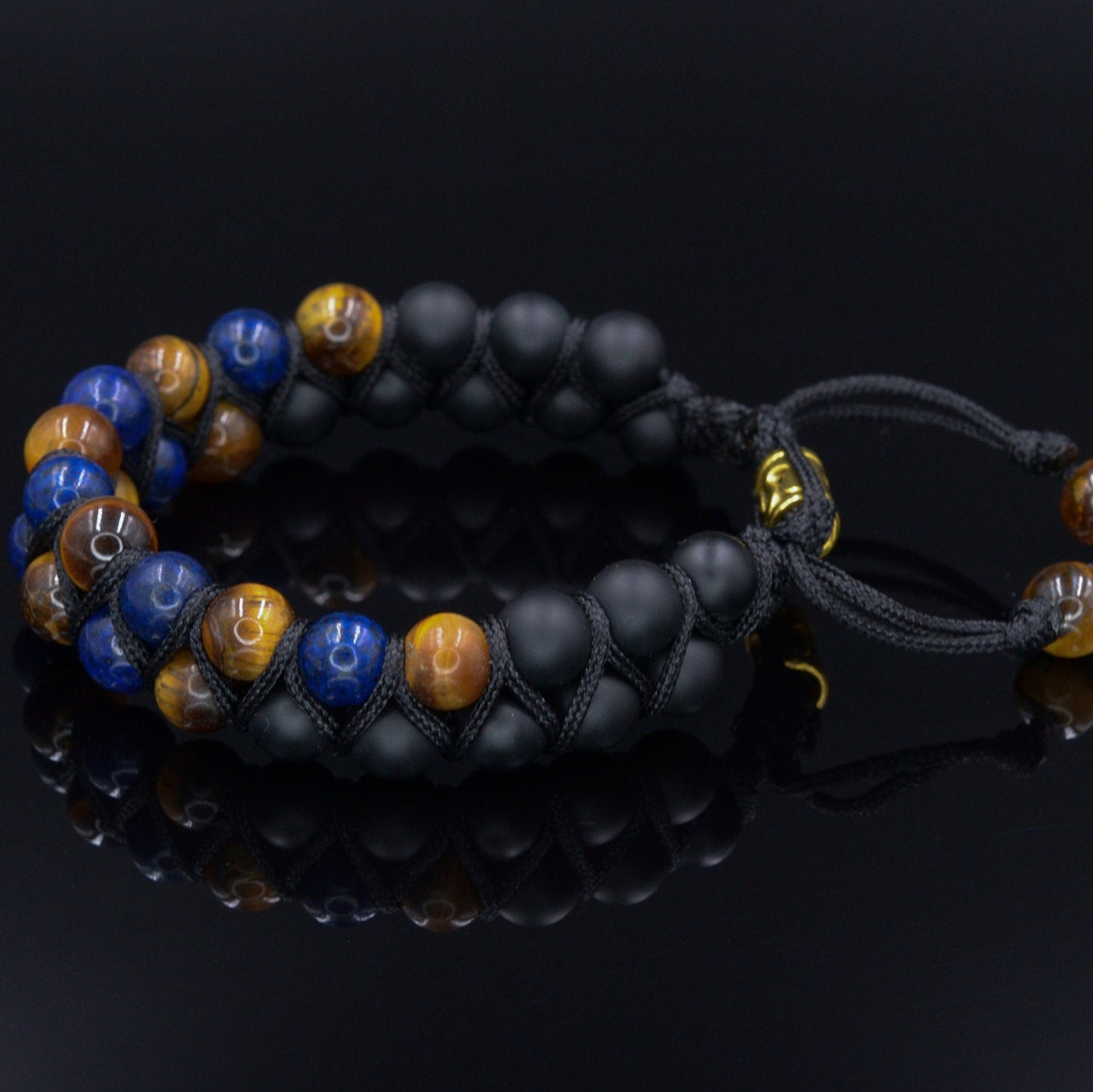 Lapis Lazuli Double Bracelet Men's Tiger's Eye Bracelet Double Row Bracelet Macrame Bracelet Onyx Bracelet Gift for Men Father's Day Gift - Shamballa Bracelet - Mantra Bracelet - Yoga Bracelet - Birthstone Bracelet - Gemstone Bracelet Men - Chakra Bracelet - Macrame Bracelet - Healing Bracelet - Gift for Father - Gift For Men - Valinde