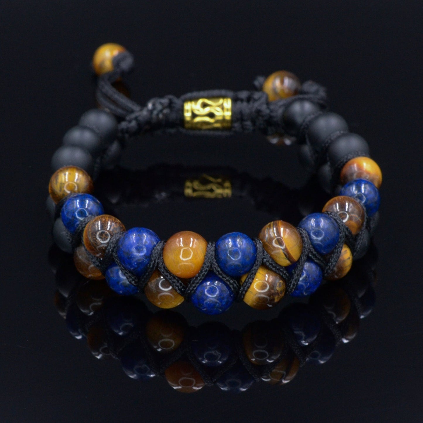 Lapis Lazuli Double Bracelet Men's Tiger's Eye Bracelet Double Row Bracelet Macrame Bracelet Onyx Bracelet Gift for Men Father's Day Gift - Shamballa Bracelet - Mantra Bracelet - Yoga Bracelet - Birthstone Bracelet - Gemstone Bracelet Men - Chakra Bracelet - Macrame Bracelet - Healing Bracelet - Gift for Father - Gift For Men - Valinde