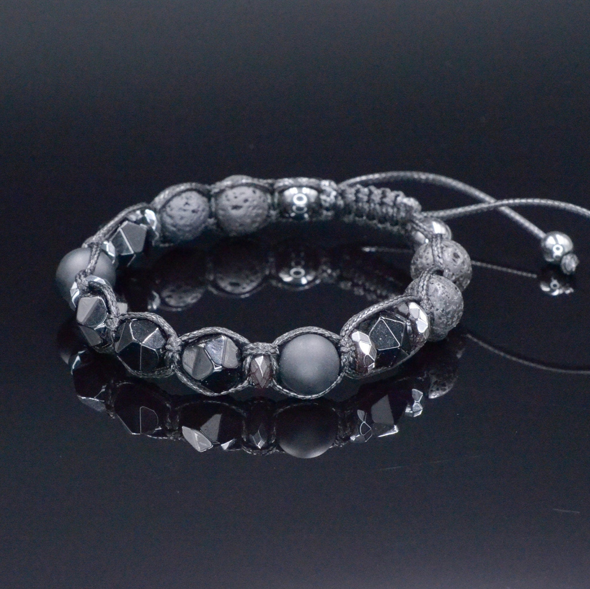 Genuine Emerald Bracelet for Men - Men's Emerald Phantom Quartz Onyx Hematite Beads Bracelet - Gift for Men - Adjustable Braided Bracelet  - Shamballa Bracelet - Birthstone Bracelet - Gemstone Bracelet Men - Chakra Bracelet - Macrame Bracelet - Healing Bracelet - Valinde