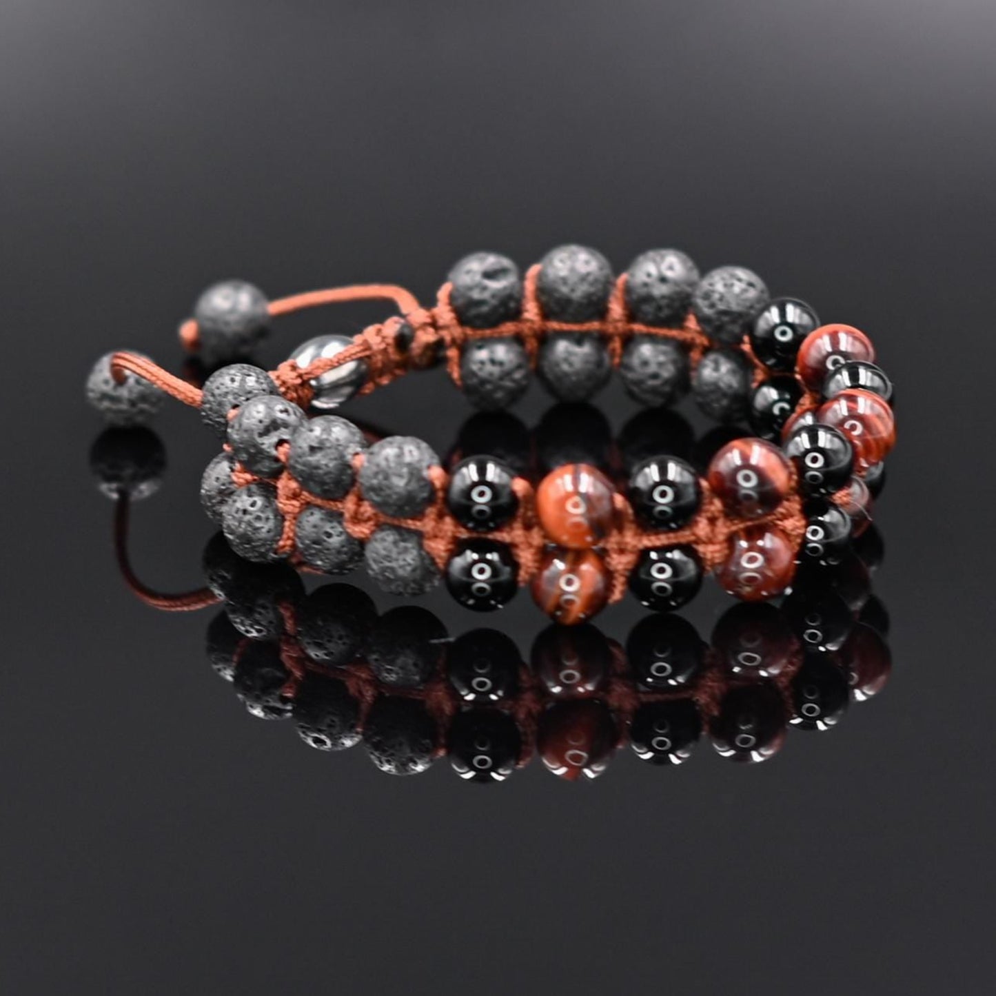 Men's Lava Stone Double Bracelet Black Agate Bracelet Red Tiger's Eye Bracelet Stone Adjustable Bracelet Gift for Men Macrame Bracelet - Shamballa Bracelet - Mantra Bracelet - Yoga Bracelet - Birthstone Bracelet - Gemstone Bracelet Men - Chakra Bracelet - Macrame Bracelet - Healing Bracelet - Gift for Father - Gift For Men - Valinde