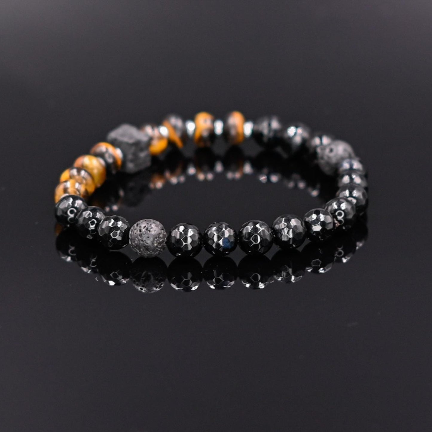 Men's Tiger Eye Stretch Bracelet Lava Stone Cube Bead Bracelet Agate Bracelet Elastic Bracelet Gift for Men Brown Tiger's Eye Bracelet- Shamballa Bracelet - Birthstone Bracelet - Gemstone Bracelet Men - Chakra Bracelet - Macrame Bracelet - Healing Bracelet - Valinde