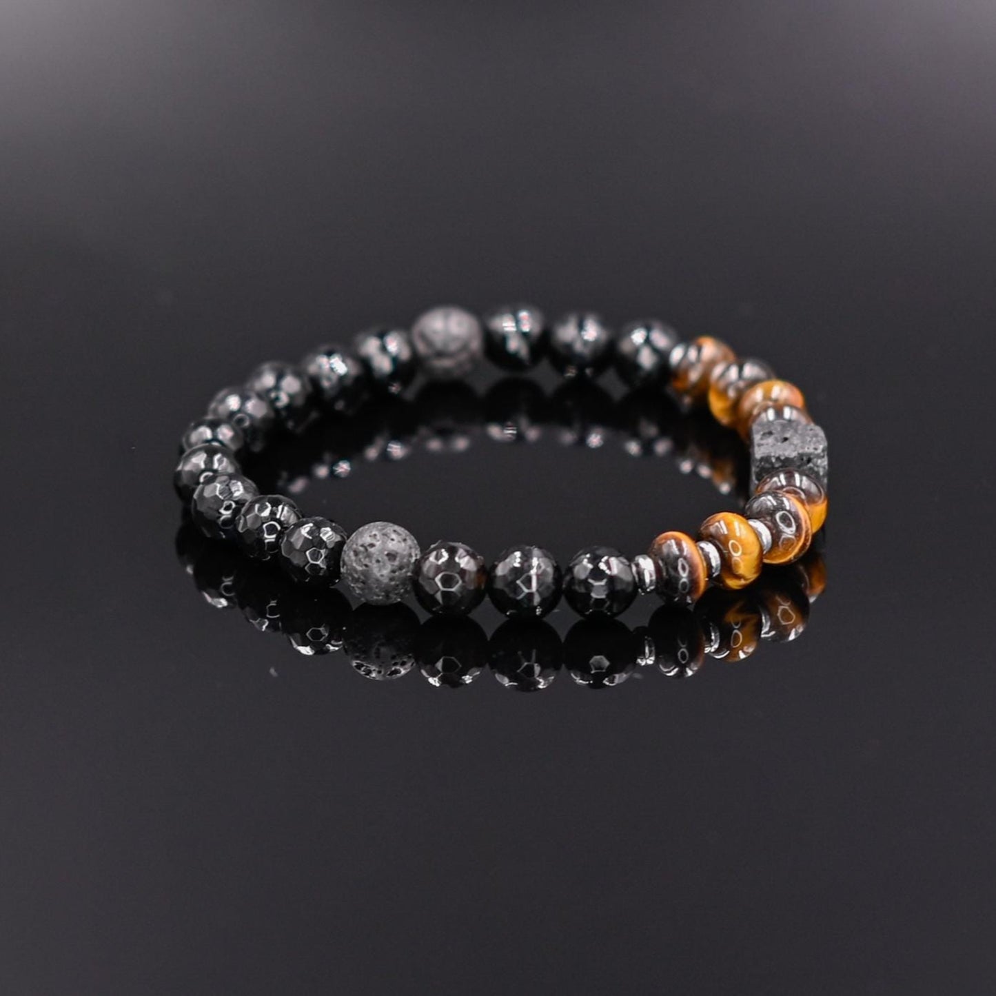 Men's Tiger Eye Stretch Bracelet Lava Stone Cube Bead Bracelet Agate Bracelet Elastic Bracelet Gift for Men Brown Tiger's Eye Bracelet- Shamballa Bracelet - Birthstone Bracelet - Gemstone Bracelet Men - Chakra Bracelet - Macrame Bracelet - Healing Bracelet - Valinde