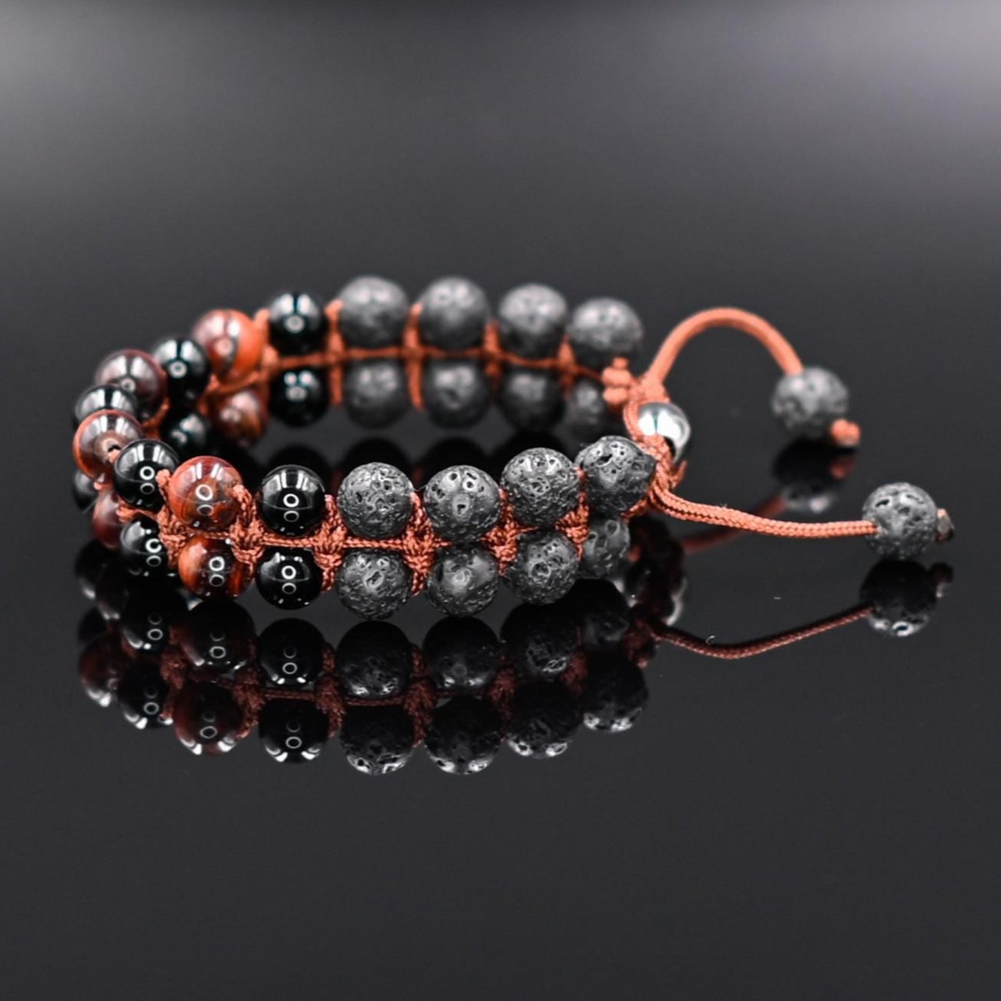 Men's Lava Stone Double Bracelet Black Agate Bracelet Red Tiger's Eye Bracelet Stone Adjustable Bracelet Gift for Men Macrame Bracelet - Shamballa Bracelet - Mantra Bracelet - Yoga Bracelet - Birthstone Bracelet - Gemstone Bracelet Men - Chakra Bracelet - Macrame Bracelet - Healing Bracelet - Gift for Father - Gift For Men - Valinde
