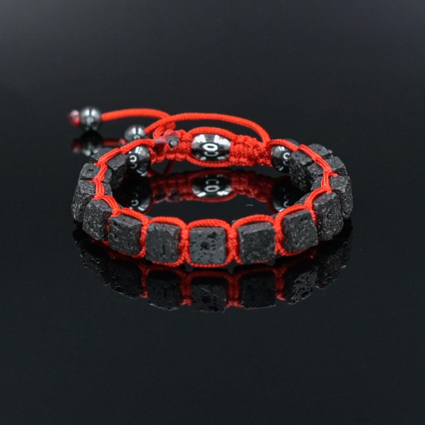 Lava Stone Cube Beaded Gemstone Bracelet, Men's Black Lava Rock Adjustable Braided Bracelet, Gift for Men, Macrame Bracelet, Men's Gift - Shamballa Bracelet - Mantra Bracelet - Yoga Bracelet - Birthstone Bracelet - Gemstone Bracelet Men - Chakra Bracelet - Macrame Bracelet - Healing Bracelet - Gift for Father - Gift For Men - Valinde