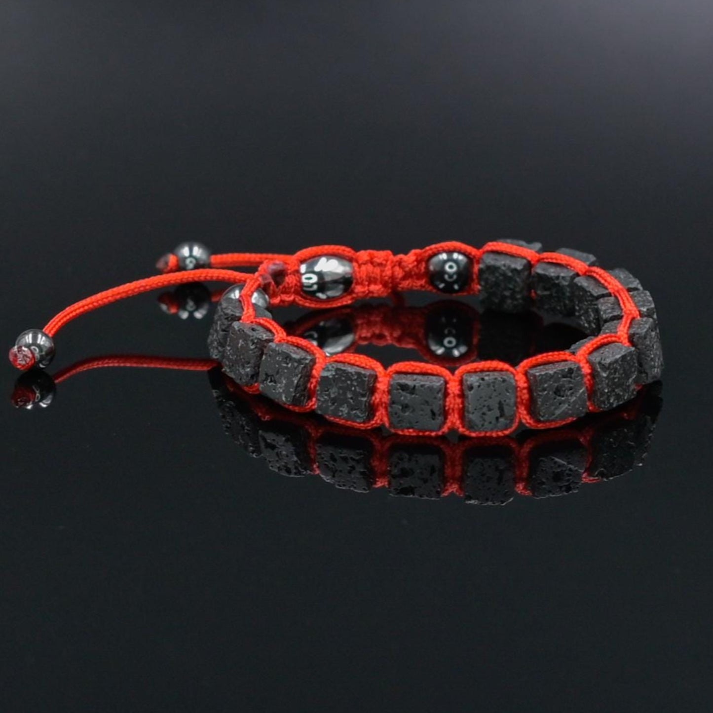 Lava Stone Cube Beaded Gemstone Bracelet, Men's Black Lava Rock Adjustable Braided Bracelet, Gift for Men, Macrame Bracelet, Men's Gift - Shamballa Bracelet - Mantra Bracelet - Yoga Bracelet - Birthstone Bracelet - Gemstone Bracelet Men - Chakra Bracelet - Macrame Bracelet - Healing Bracelet - Gift for Father - Gift For Men - Valinde