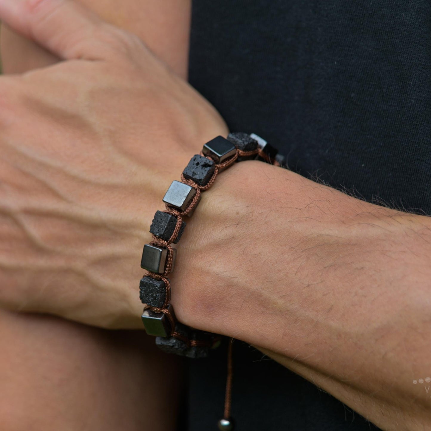 Men's Magnetic Hematite Bracelet Cube Beads Bracelet Lava Stone Bracelet Gifts for Men Volcanic Lava Rock Bracelet Square Hematite Bracelet - Shamballa Bracelet - Mantra Bracelet - Yoga Bracelet - Birthstone Bracelet - Gemstone Bracelet Men - Chakra Bracelet - Macrame Bracelet - Healing Bracelet - Gift for Father - Gift For Men - Valinde
