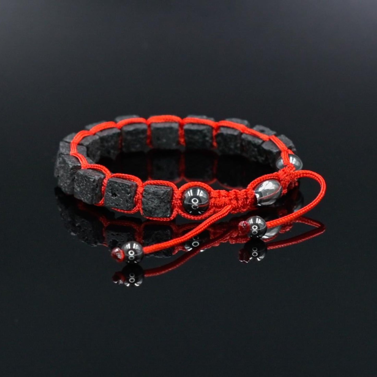 Lava Stone Cube Beaded Gemstone Bracelet, Men's Black Lava Rock Adjustable Braided Bracelet, Gift for Men, Macrame Bracelet, Men's Gift - Shamballa Bracelet - Mantra Bracelet - Yoga Bracelet - Birthstone Bracelet - Gemstone Bracelet Men - Chakra Bracelet - Macrame Bracelet - Healing Bracelet - Gift for Father - Gift For Men - Valinde