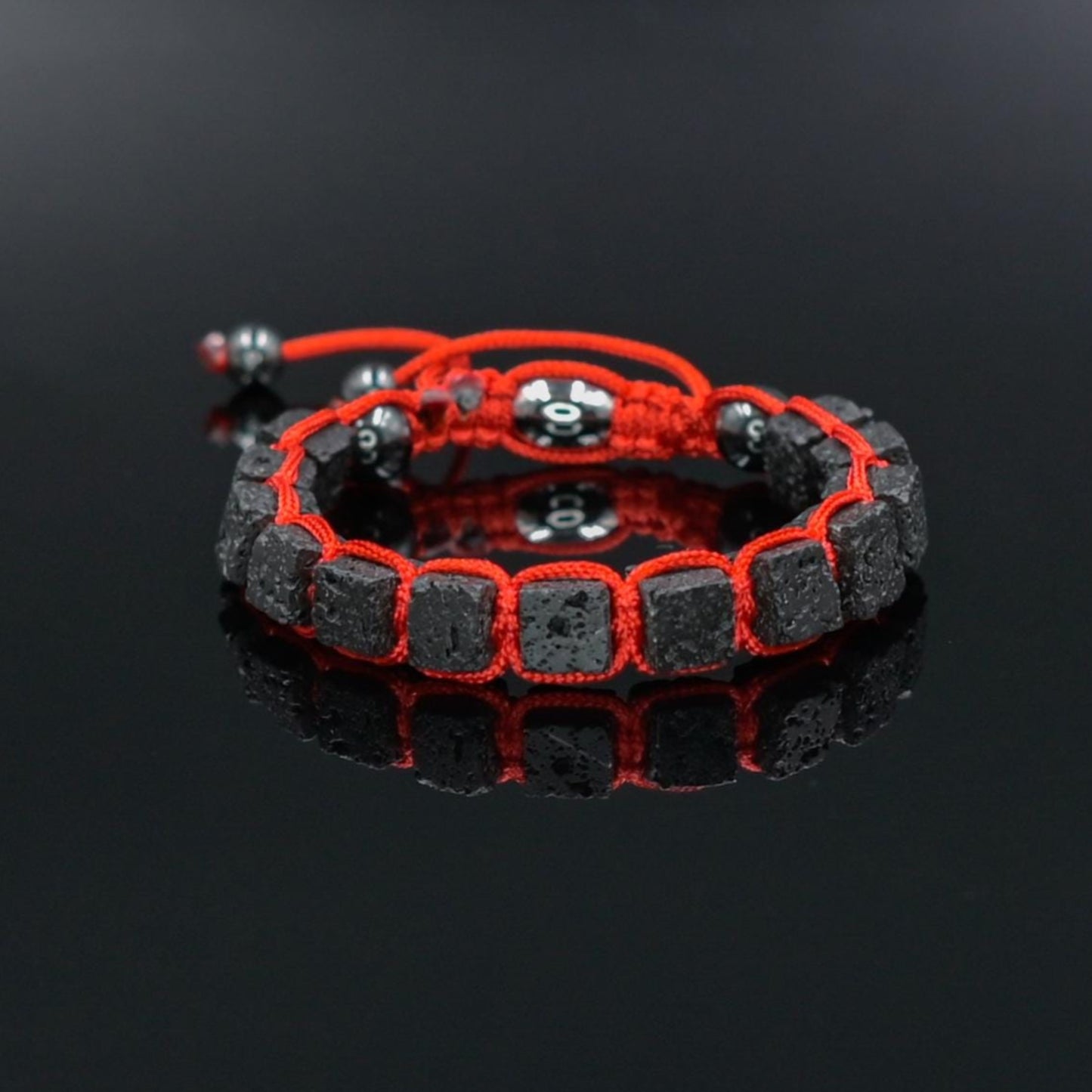 Lava Stone Cube Beaded Gemstone Bracelet, Men's Black Lava Rock Adjustable Braided Bracelet, Gift for Men, Macrame Bracelet, Men's Gift - Shamballa Bracelet - Mantra Bracelet - Yoga Bracelet - Birthstone Bracelet - Gemstone Bracelet Men - Chakra Bracelet - Macrame Bracelet - Healing Bracelet - Gift for Father - Gift For Men - Valinde