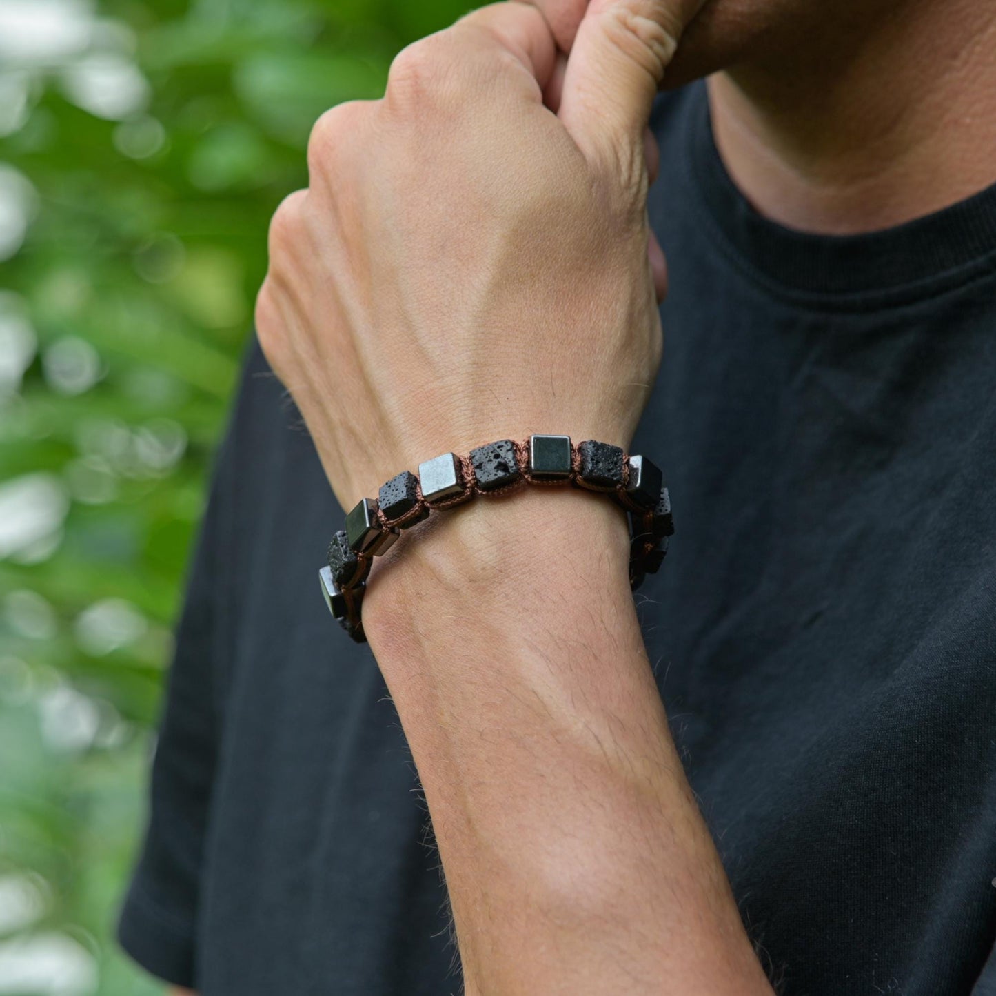 Men's Magnetic Hematite Bracelet Cube Beads Bracelet Lava Stone Bracelet Gifts for Men Volcanic Lava Rock Bracelet Square Hematite Bracelet - Shamballa Bracelet - Mantra Bracelet - Yoga Bracelet - Birthstone Bracelet - Gemstone Bracelet Men - Chakra Bracelet - Macrame Bracelet - Healing Bracelet - Gift for Father - Gift For Men - Valinde