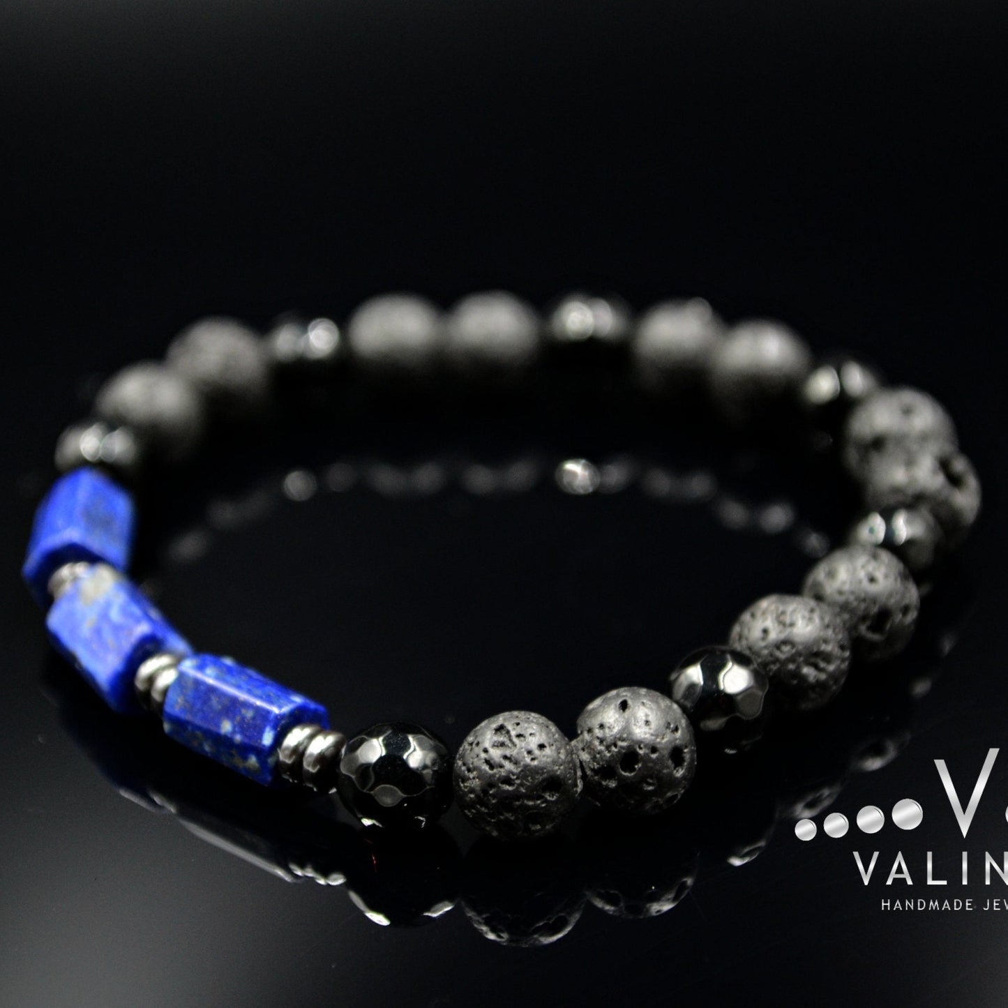 Men's Lapis Lazuli Stretch Bracelet / Lava Stone Bracelet / Elastic Bead Bracelet / Gift for Men / Black Agate Bracelet / Gemstone Bracelet- Shamballa Bracelet - Birthstone Bracelet - Gemstone Bracelet Men - Chakra Bracelet - Macrame Bracelet - Healing Bracelet - Valinde