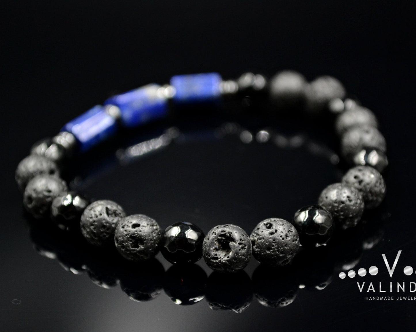 Men's Lapis Lazuli Stretch Bracelet / Lava Stone Bracelet / Elastic Bead Bracelet / Gift for Men / Black Agate Bracelet / Gemstone Bracelet- Shamballa Bracelet - Birthstone Bracelet - Gemstone Bracelet Men - Chakra Bracelet - Macrame Bracelet - Healing Bracelet - Valinde
