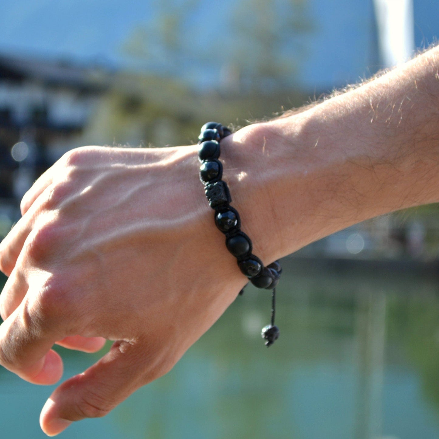Men's Faceted Agate Bracelet Matte Onyx Beaded Bracelet Father's Day Gift Lava Stone Bead Bracelet Black Stone Bracelet Gift for Men - Shamballa Bracelet - Mantra Bracelet - Yoga Bracelet - Birthstone Bracelet - Gemstone Bracelet Men - Chakra Bracelet - Macrame Bracelet - Healing Bracelet - Gift for Father - Gift For Men - Valinde