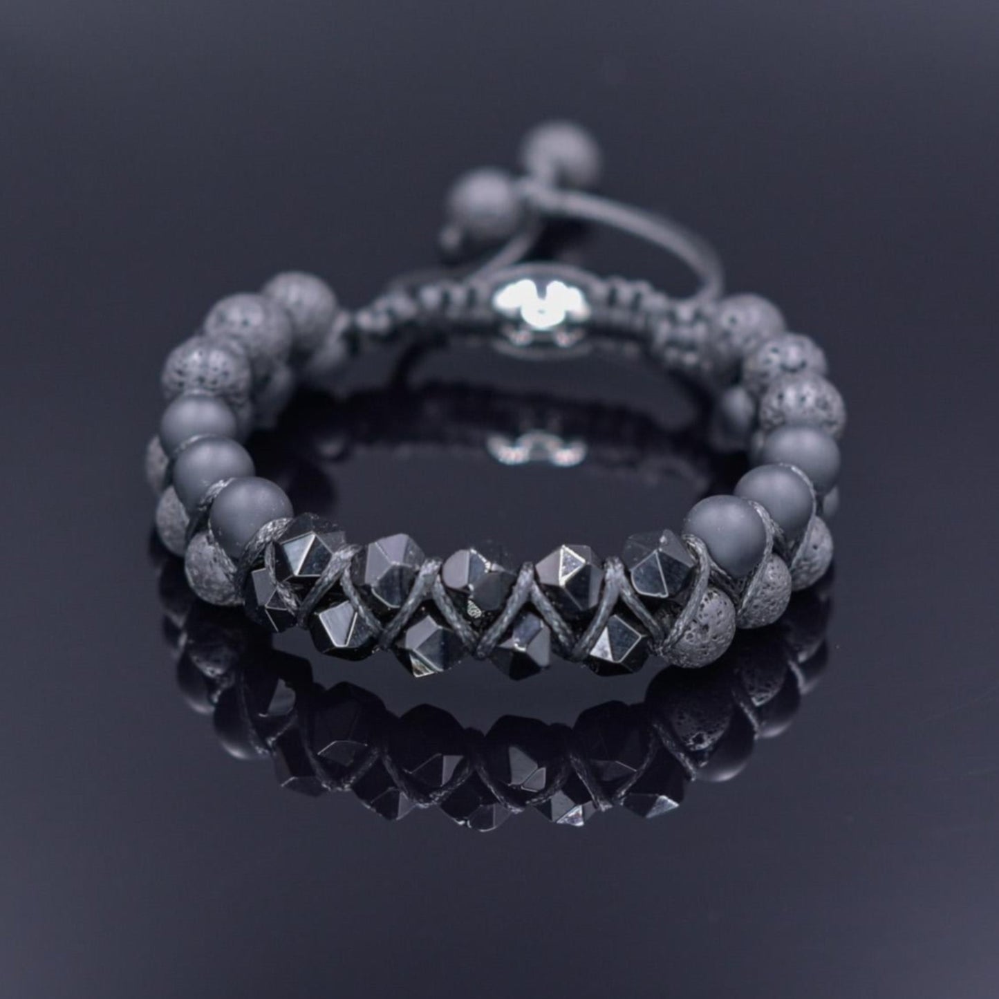 Double Agate Onyx Adjustable Bracelet, Men's Black Lava Stone Braided Bracelet, Anniversary Gift, Gemstone Macrame Bracelet, Birthday Gift - Shamballa Bracelet - Mantra Bracelet - Yoga Bracelet - Birthstone Bracelet - Gemstone Bracelet Men - Chakra Bracelet - Macrame Bracelet - Healing Bracelet - Gift for Father - Gift For Men - Valinde