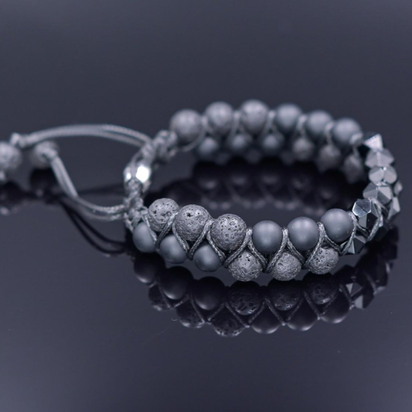 Double Agate Onyx Adjustable Bracelet, Men's Black Lava Stone Braided Bracelet, Anniversary Gift, Gemstone Macrame Bracelet, Birthday Gift - Shamballa Bracelet - Mantra Bracelet - Yoga Bracelet - Birthstone Bracelet - Gemstone Bracelet Men - Chakra Bracelet - Macrame Bracelet - Healing Bracelet - Gift for Father - Gift For Men - Valinde