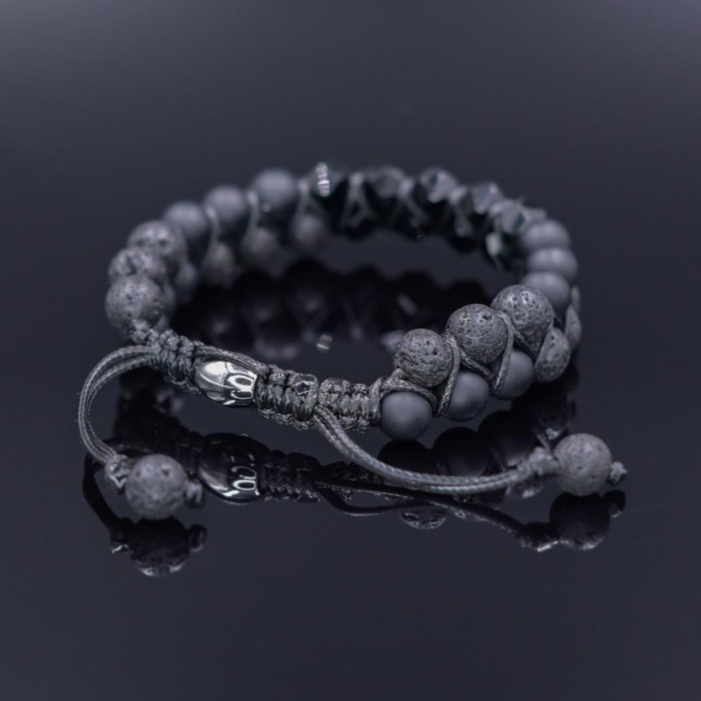 Double Agate Onyx Adjustable Bracelet, Men's Black Lava Stone Braided Bracelet, Anniversary Gift, Gemstone Macrame Bracelet, Birthday Gift - Shamballa Bracelet - Mantra Bracelet - Yoga Bracelet - Birthstone Bracelet - Gemstone Bracelet Men - Chakra Bracelet - Macrame Bracelet - Healing Bracelet - Gift for Father - Gift For Men - Valinde