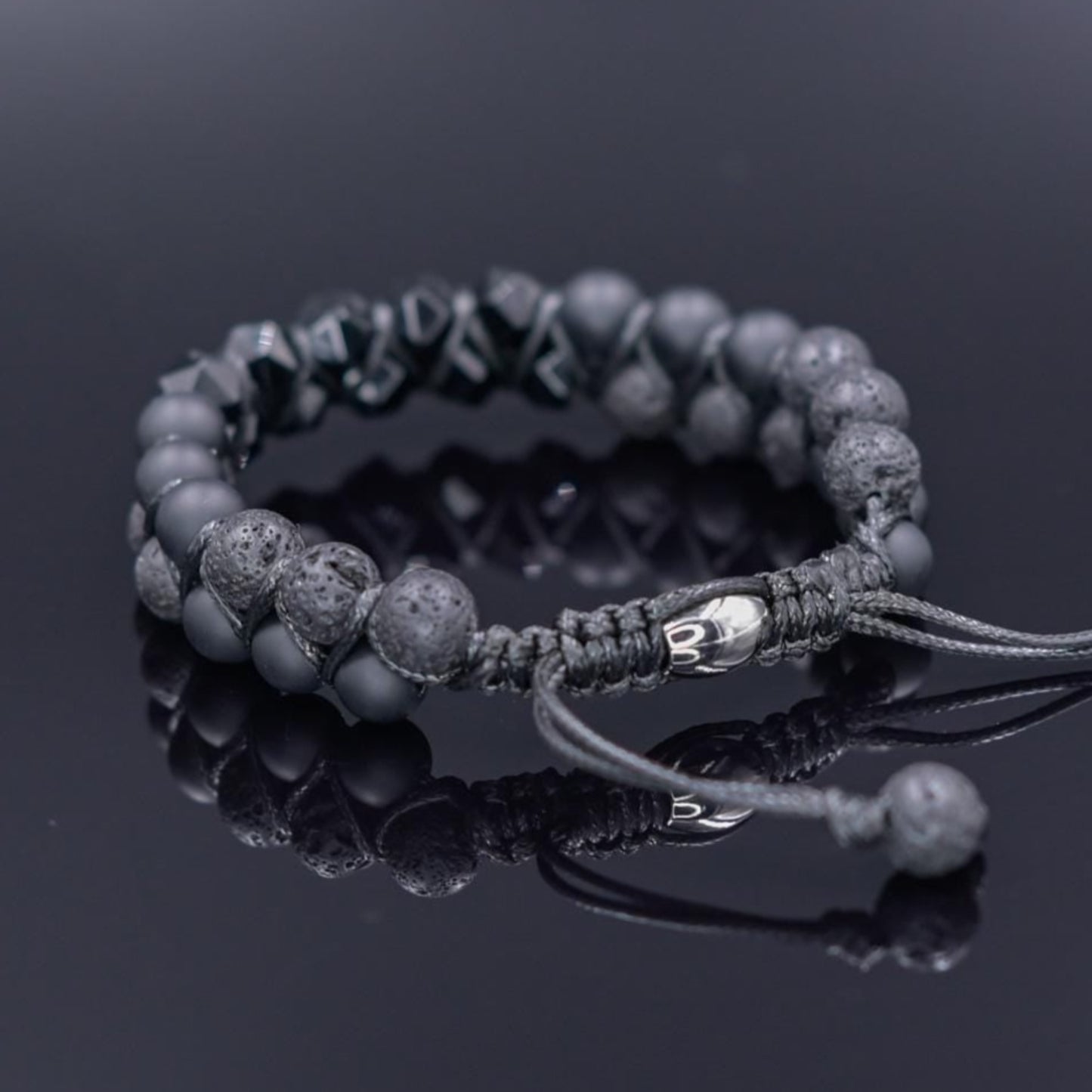 Double Agate Onyx Adjustable Bracelet, Men's Black Lava Stone Braided Bracelet, Anniversary Gift, Gemstone Macrame Bracelet, Birthday Gift - Shamballa Bracelet - Mantra Bracelet - Yoga Bracelet - Birthstone Bracelet - Gemstone Bracelet Men - Chakra Bracelet - Macrame Bracelet - Healing Bracelet - Gift for Father - Gift For Men - Valinde