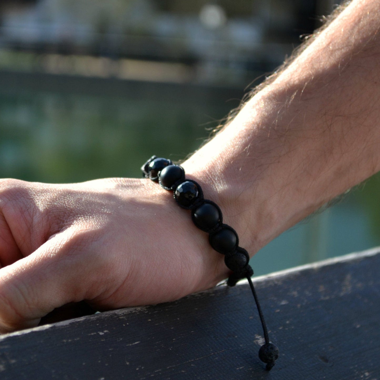 Men's Faceted Agate Bracelet Matte Onyx Beaded Bracelet Father's Day Gift Lava Stone Bead Bracelet Black Stone Bracelet Gift for Men - Shamballa Bracelet - Mantra Bracelet - Yoga Bracelet - Birthstone Bracelet - Gemstone Bracelet Men - Chakra Bracelet - Macrame Bracelet - Healing Bracelet - Gift for Father - Gift For Men - Valinde