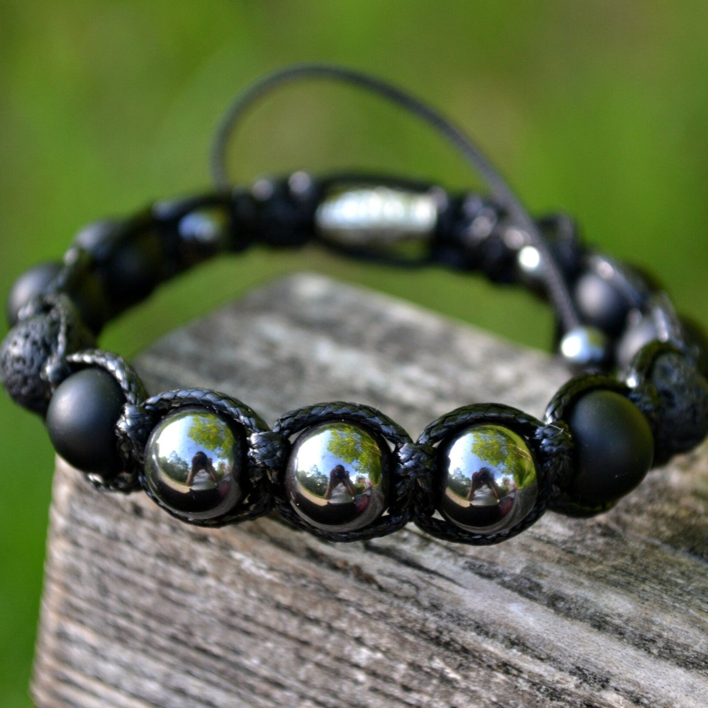 Men's Bracelet Stone Bracelet Hematite Bracelet Gemstone Beaded Bracelet Onyx Bracelet Black Lava Bracelet Lava Stone Bracelet Macrame
