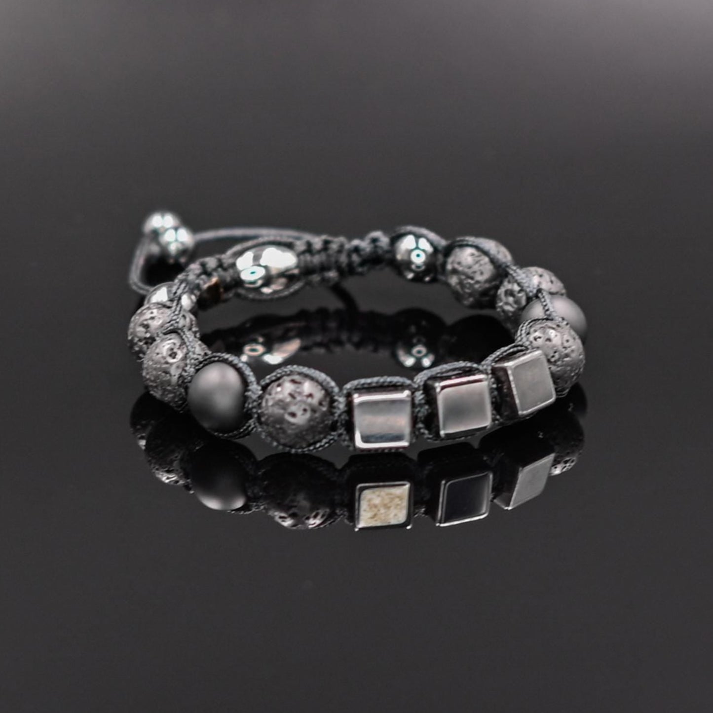 Men's Magnetic Hematite Bracelet Lava Stone Bracelet Onyx Bracelet Cube Beads Bracelet Adjustable Macrame Bracelet Gift for Men - Shamballa Bracelet - Mantra Bracelet - Yoga Bracelet - Birthstone Bracelet - Gemstone Bracelet Men - Chakra Bracelet - Macrame Bracelet - Healing Bracelet - Gift for Father - Gift For Men - Valinde