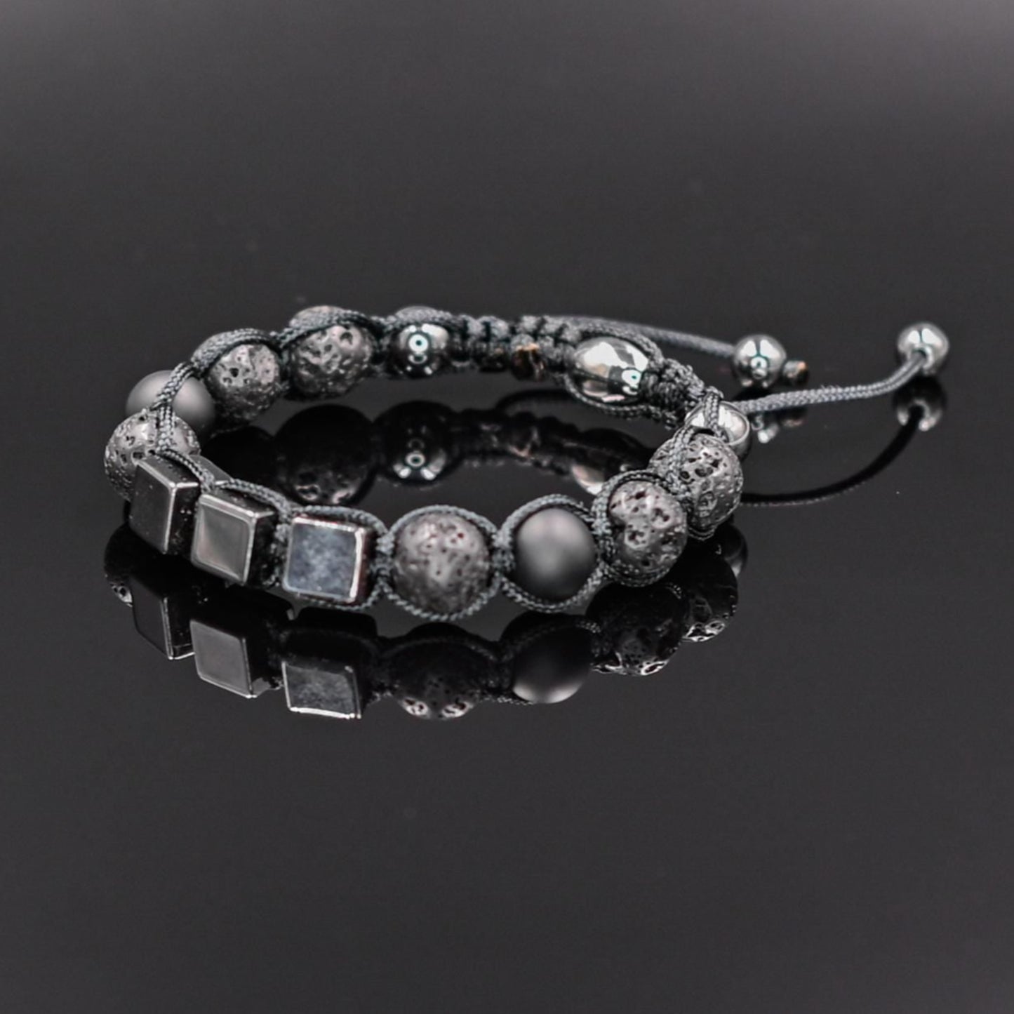 Men's Magnetic Hematite Bracelet Lava Stone Bracelet Onyx Bracelet Cube Beads Bracelet Adjustable Macrame Bracelet Gift for Men - Shamballa Bracelet - Mantra Bracelet - Yoga Bracelet - Birthstone Bracelet - Gemstone Bracelet Men - Chakra Bracelet - Macrame Bracelet - Healing Bracelet - Gift for Father - Gift For Men - Valinde