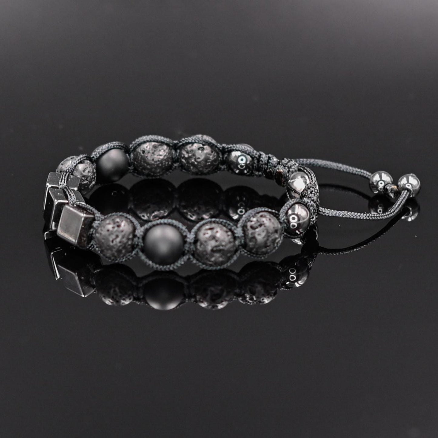 Men's Magnetic Hematite Bracelet Lava Stone Bracelet Onyx Bracelet Cube Beads Bracelet Adjustable Macrame Bracelet Gift for Men - Shamballa Bracelet - Mantra Bracelet - Yoga Bracelet - Birthstone Bracelet - Gemstone Bracelet Men - Chakra Bracelet - Macrame Bracelet - Healing Bracelet - Gift for Father - Gift For Men - Valinde