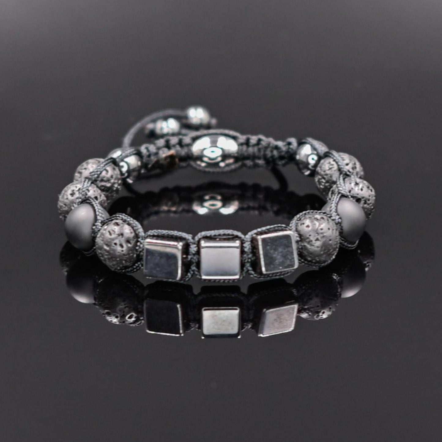 Men's Magnetic Hematite Bracelet Lava Stone Bracelet Onyx Bracelet Cube Beads Bracelet Adjustable Macrame Bracelet Gift for Men - Shamballa Bracelet - Mantra Bracelet - Yoga Bracelet - Birthstone Bracelet - Gemstone Bracelet Men - Chakra Bracelet - Macrame Bracelet - Healing Bracelet - Gift for Father - Gift For Men - Valinde