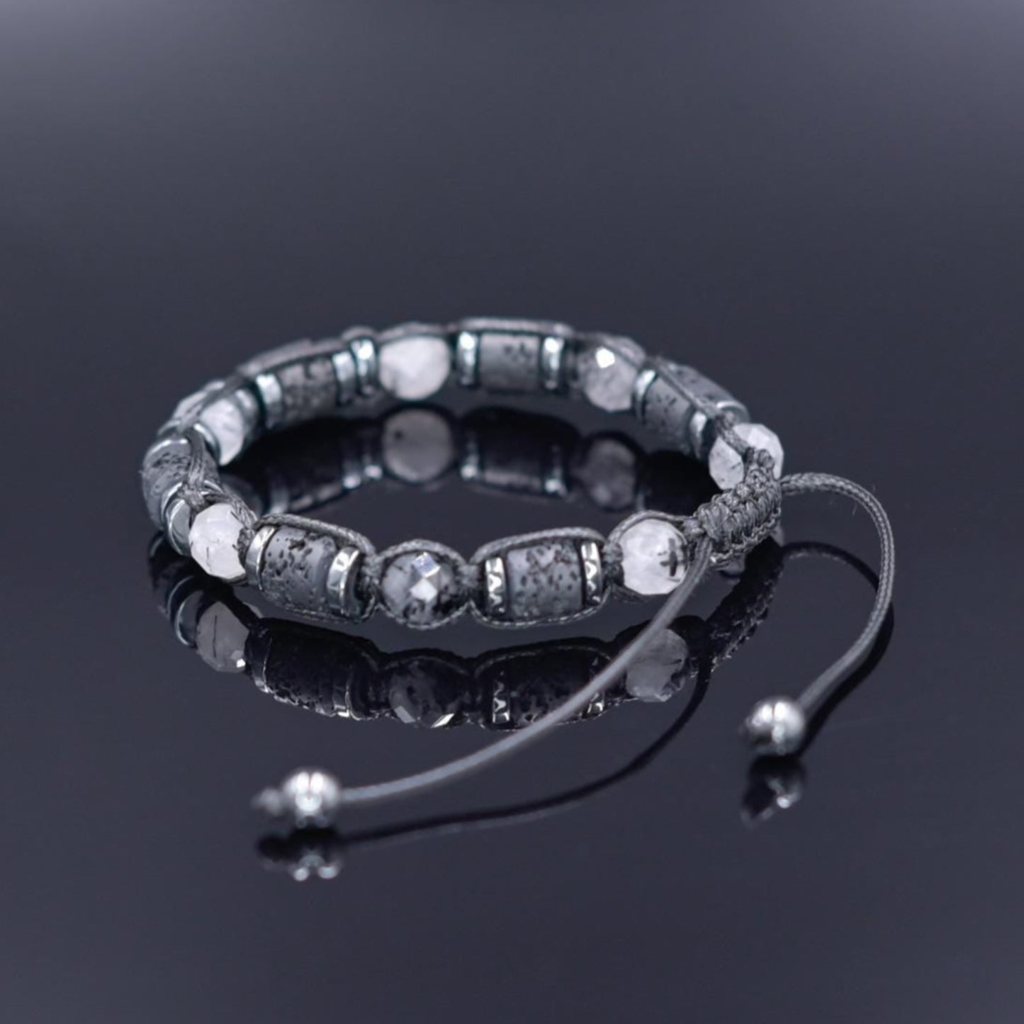 Natural Quartz Braided Bracelet, Men's Lava Stone Hematite Adjustable Bracelet, Gift for Him, Tiny Beads Stone Bracelet, Father's Day Gift - Shamballa Bracelet - Mantra Bracelet - Yoga Bracelet - Birthstone Bracelet - Gemstone Bracelet Men - Chakra Bracelet - Macrame Bracelet - Healing Bracelet - Gift for Father - Gift For Men - Valinde