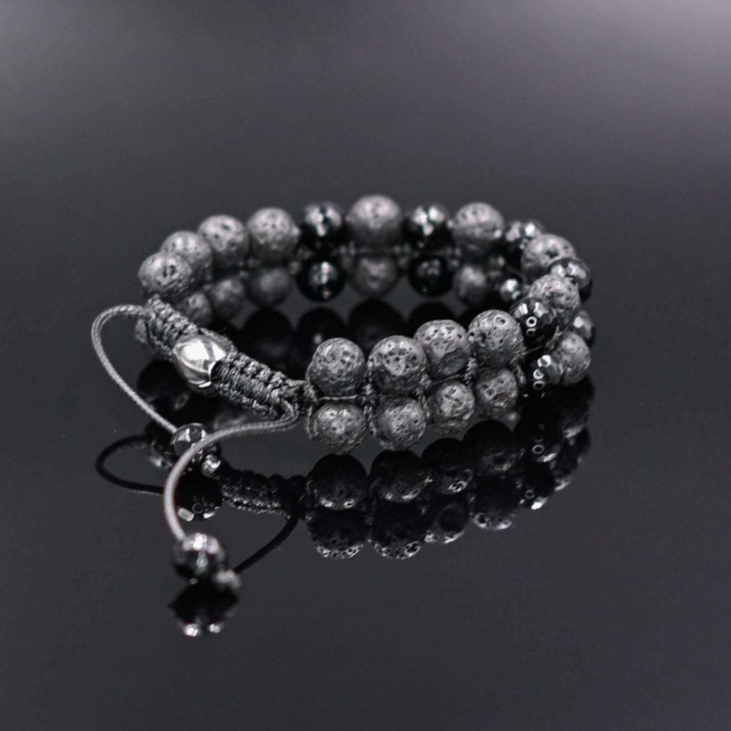 Lava Stone Double Bracelet for Men Men's Bracelet Black Agate Bracelet Gemstone Adjustable Bracelet Macrame Bracelet Gift for Men- Shamballa Bracelet - Mantra Bracelet - Yoga Bracelet - Birthstone Bracelet - Gemstone Bracelet Men - Chakra Bracelet - Macrame Bracelet - Healing Bracelet - Gift for Father - Gift For Men - Valinde
