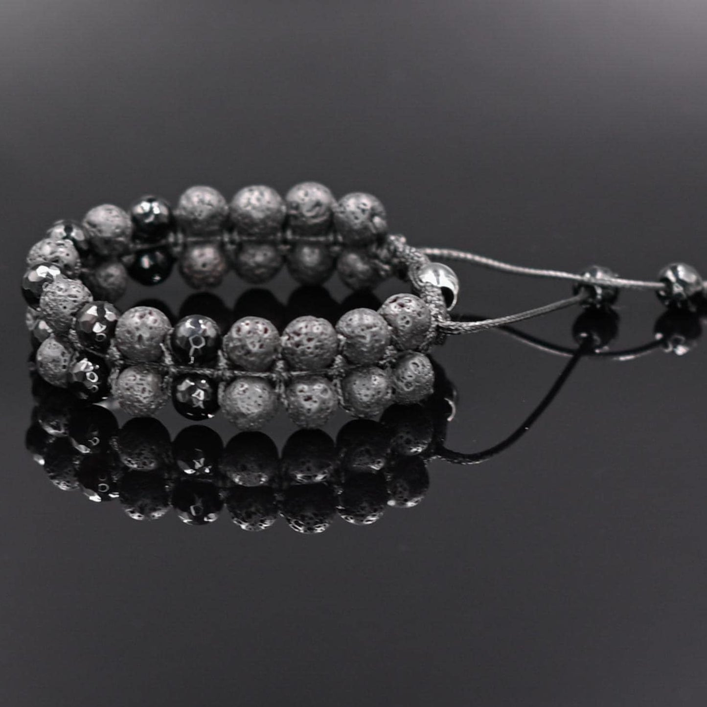 Lava Stone Double Bracelet for Men Men's Bracelet Black Agate Bracelet Gemstone Adjustable Bracelet Macrame Bracelet Gift for Men- Shamballa Bracelet - Mantra Bracelet - Yoga Bracelet - Birthstone Bracelet - Gemstone Bracelet Men - Chakra Bracelet - Macrame Bracelet - Healing Bracelet - Gift for Father - Gift For Men - Valinde