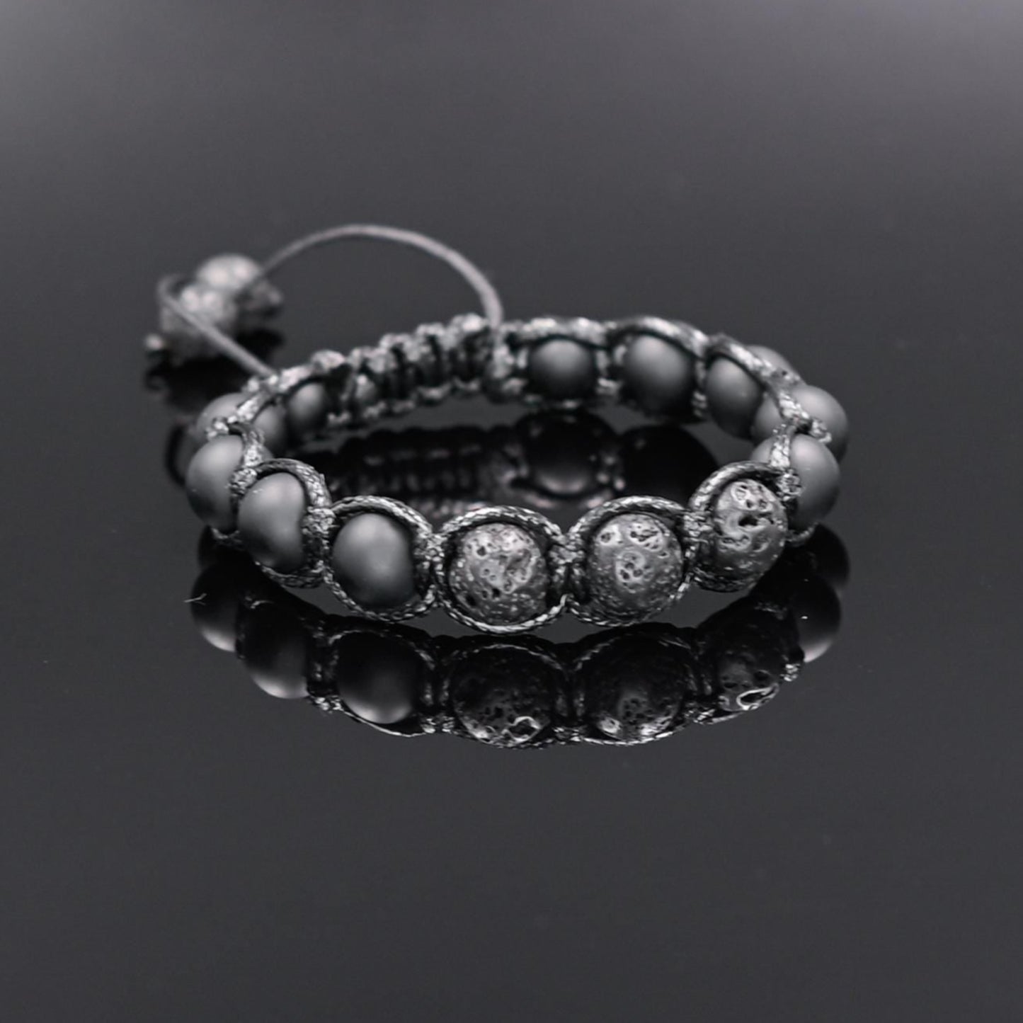 Men's Black Lava Rock Onyx Adjustable Macrame Bracelet, Gift for Men, Gemstone Braided Bracelet, Black Beaded Bracelet, Lava Stone Jewelry - Shamballa Bracelet - Mantra Bracelet - Yoga Bracelet - Birthstone Bracelet - Gemstone Bracelet Men - Chakra Bracelet - Macrame Bracelet - Healing Bracelet - Gift for Father - Gift For Men - Valinde