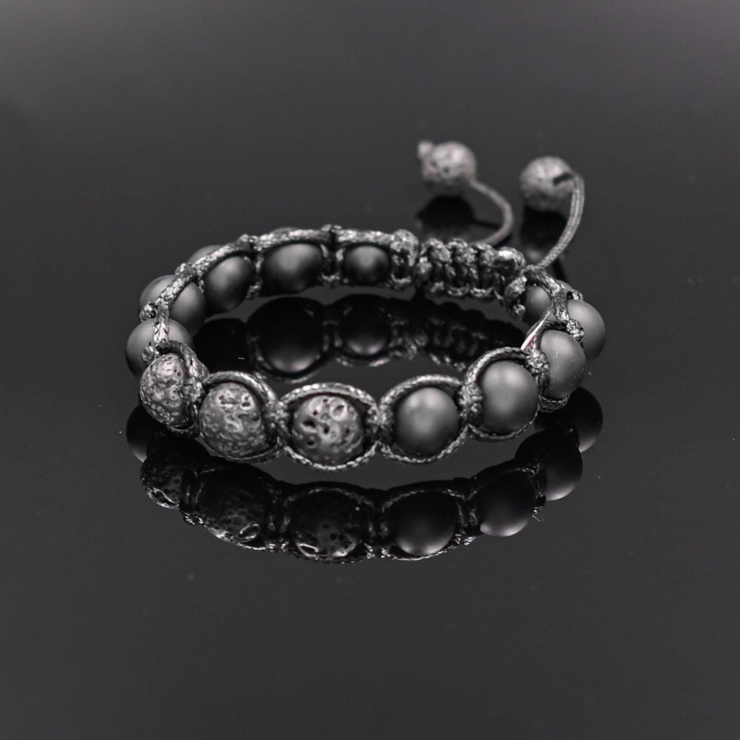 Men's Black Lava Rock Onyx Adjustable Macrame Bracelet, Gift for Men, Gemstone Braided Bracelet, Black Beaded Bracelet, Lava Stone Jewelry - Shamballa Bracelet - Mantra Bracelet - Yoga Bracelet - Birthstone Bracelet - Gemstone Bracelet Men - Chakra Bracelet - Macrame Bracelet - Healing Bracelet - Gift for Father - Gift For Men - Valinde