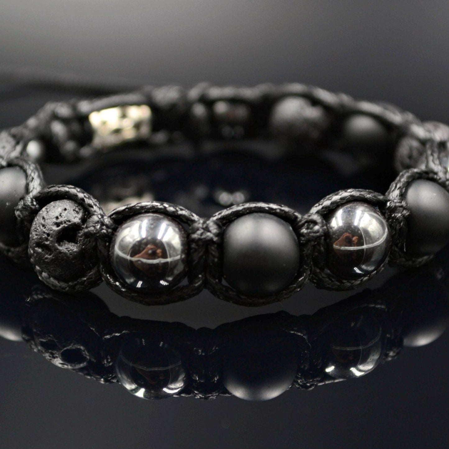 Men's Grey Hematite Bracelet Onyx Bracelet Lava Stone Beaded Bracelet Gemstone Bracelet Gift for Men Macrame Bracelet Stone Bracelet - Shamballa Bracelet - Mantra Bracelet - Yoga Bracelet - Birthstone Bracelet - Gemstone Bracelet Men - Chakra Bracelet - Macrame Bracelet - Healing Bracelet - Gift for Father - Gift For Men - Valinde