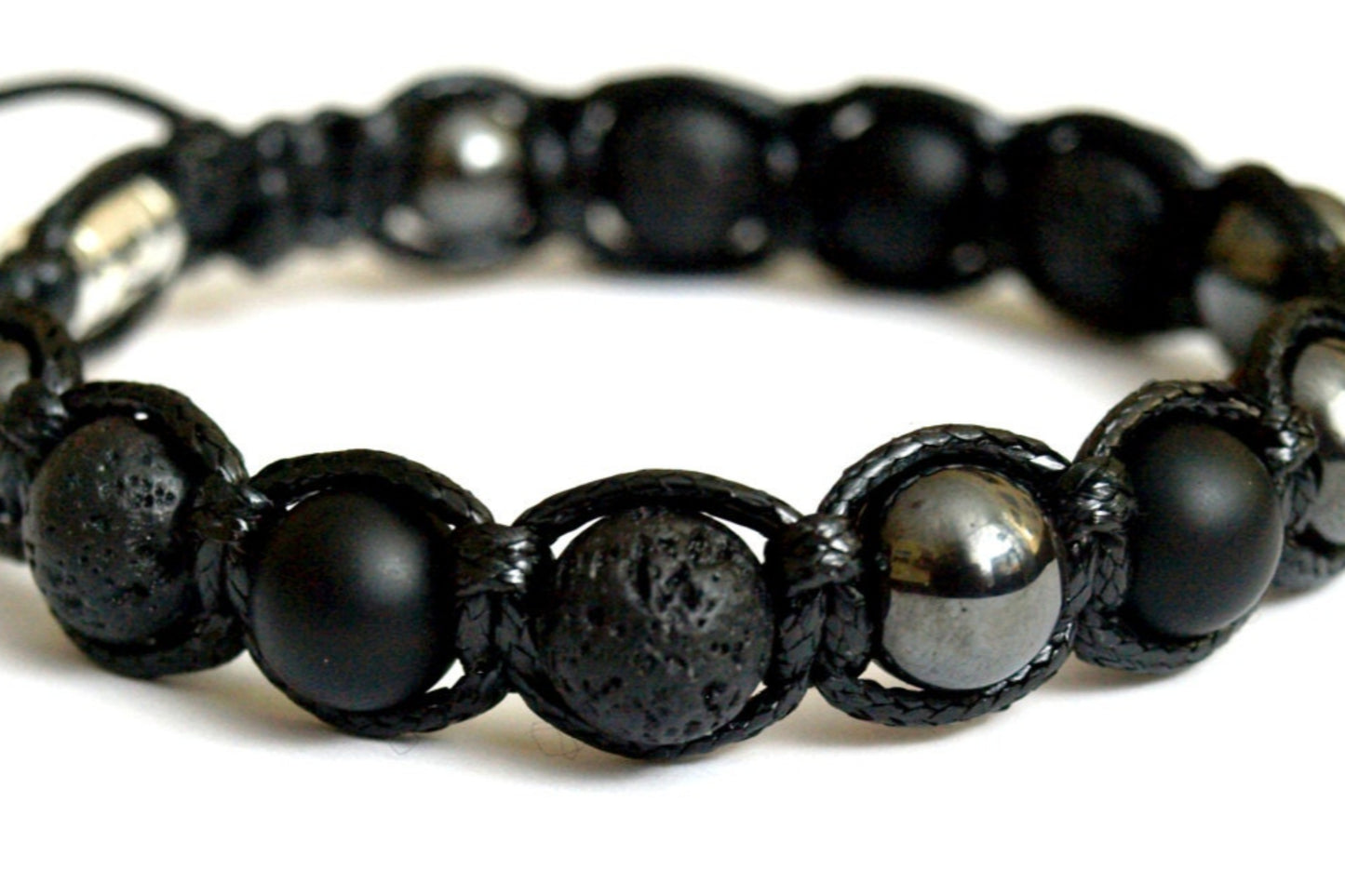 Men's Grey Hematite Bracelet Onyx Bracelet Lava Stone Beaded Bracelet Gemstone Bracelet Gift for Men Macrame Bracelet Stone Bracelet - Shamballa Bracelet - Mantra Bracelet - Yoga Bracelet - Birthstone Bracelet - Gemstone Bracelet Men - Chakra Bracelet - Macrame Bracelet - Healing Bracelet - Gift for Father - Gift For Men - Valinde