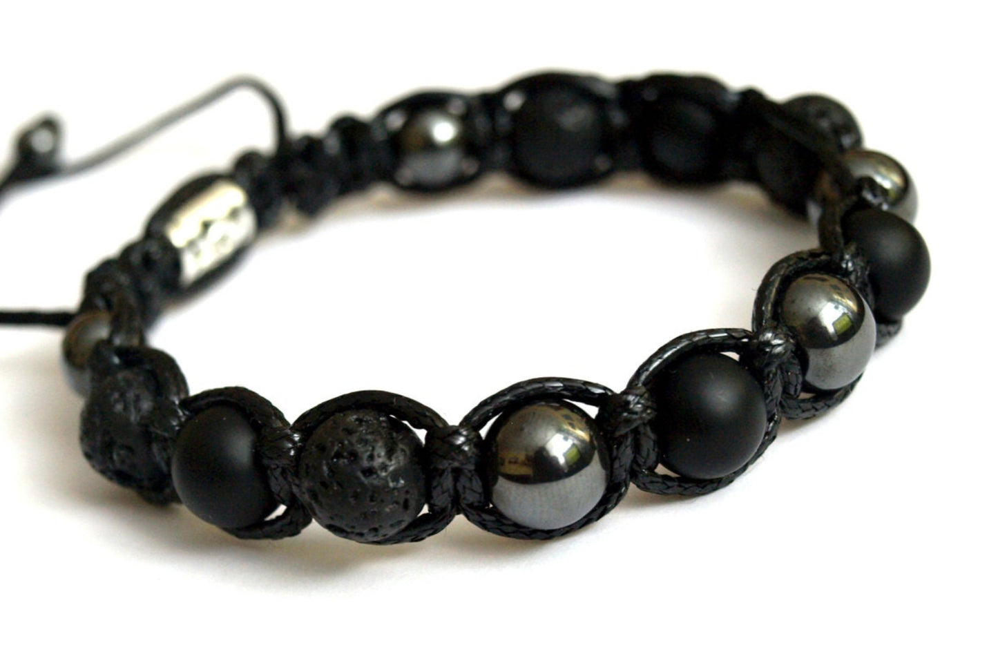 Men's Grey Hematite Bracelet Onyx Bracelet Lava Stone Beaded Bracelet Gemstone Bracelet Gift for Men Macrame Bracelet Stone Bracelet - Shamballa Bracelet - Mantra Bracelet - Yoga Bracelet - Birthstone Bracelet - Gemstone Bracelet Men - Chakra Bracelet - Macrame Bracelet - Healing Bracelet - Gift for Father - Gift For Men - Valinde