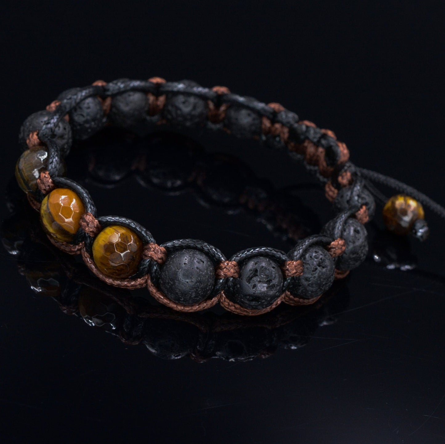 Men's Tiger's Eye Braided Bracelet / Macrame Bracelet / Lava Stone Bracelet / Gift for Men / Adjustable Bracelet / Tiger Eye Bracelet - Shamballa Bracelet - Mantra Bracelet - Birthstone Bracelet - Gemstone Bracelet Men - Chakra Bracelet - Macrame Bracelet - Healing Bracelet - Valinde