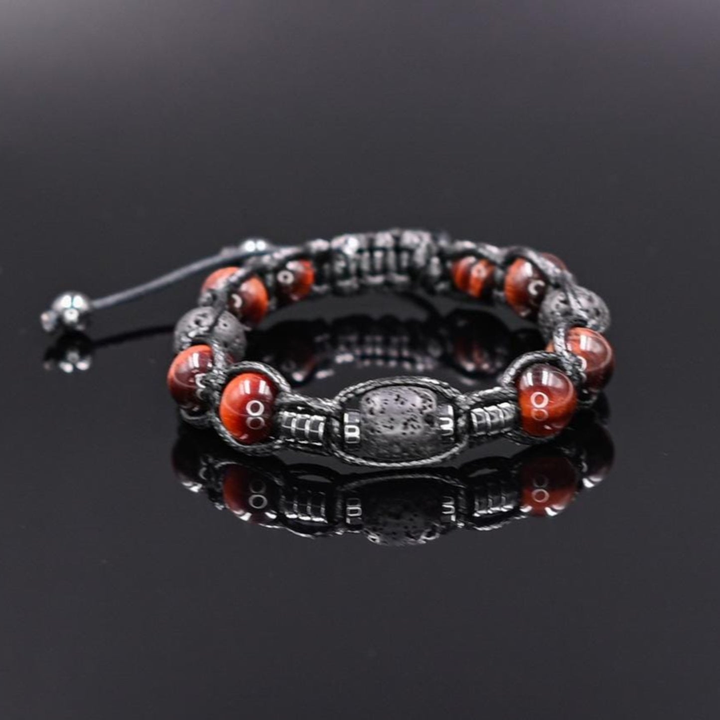 Men's Red Tiger's Eye Lava Stone Bracelet, Gift for Men, Adjustable Braided Bracelet,Lava Rock Bracelet, Hematite Bracelet,Father's Day Gift - Shamballa Bracelet - Mantra Bracelet - Birthstone Bracelet - Gemstone Bracelet Men - Chakra Bracelet - Macrame Bracelet - Healing Bracelet - Valinde