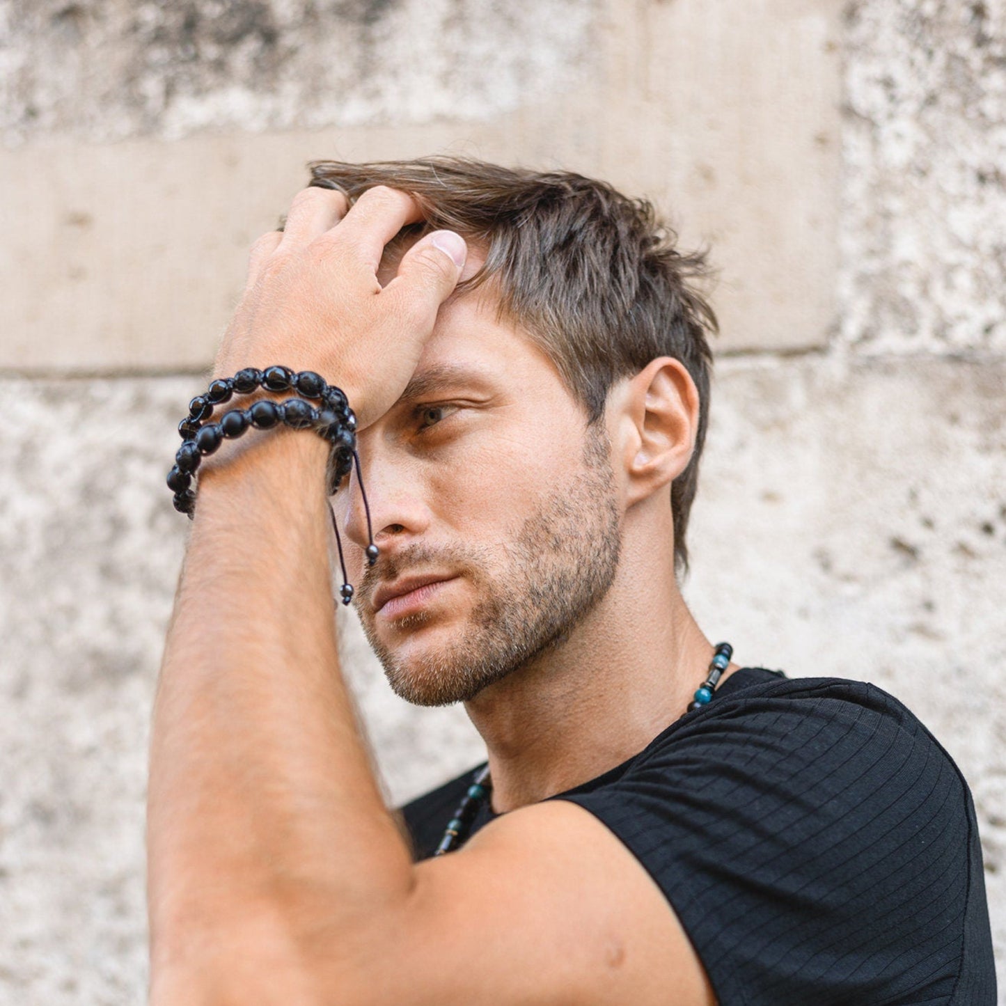 Men's Black Stone Bracelet Gemstone Bracelet Lava Stone Bead Bracelet Macramé Bracelet Agate Bracelet Bead Bracelet Men's Jewellery - Shamballa Bracelet - Mantra Bracelet - Yoga Bracelet - Birthstone Bracelet - Gemstone Bracelet Men - Chakra Bracelet - Macrame Bracelet - Healing Bracelet - Gift for Father - Gift For Men - Valinde
